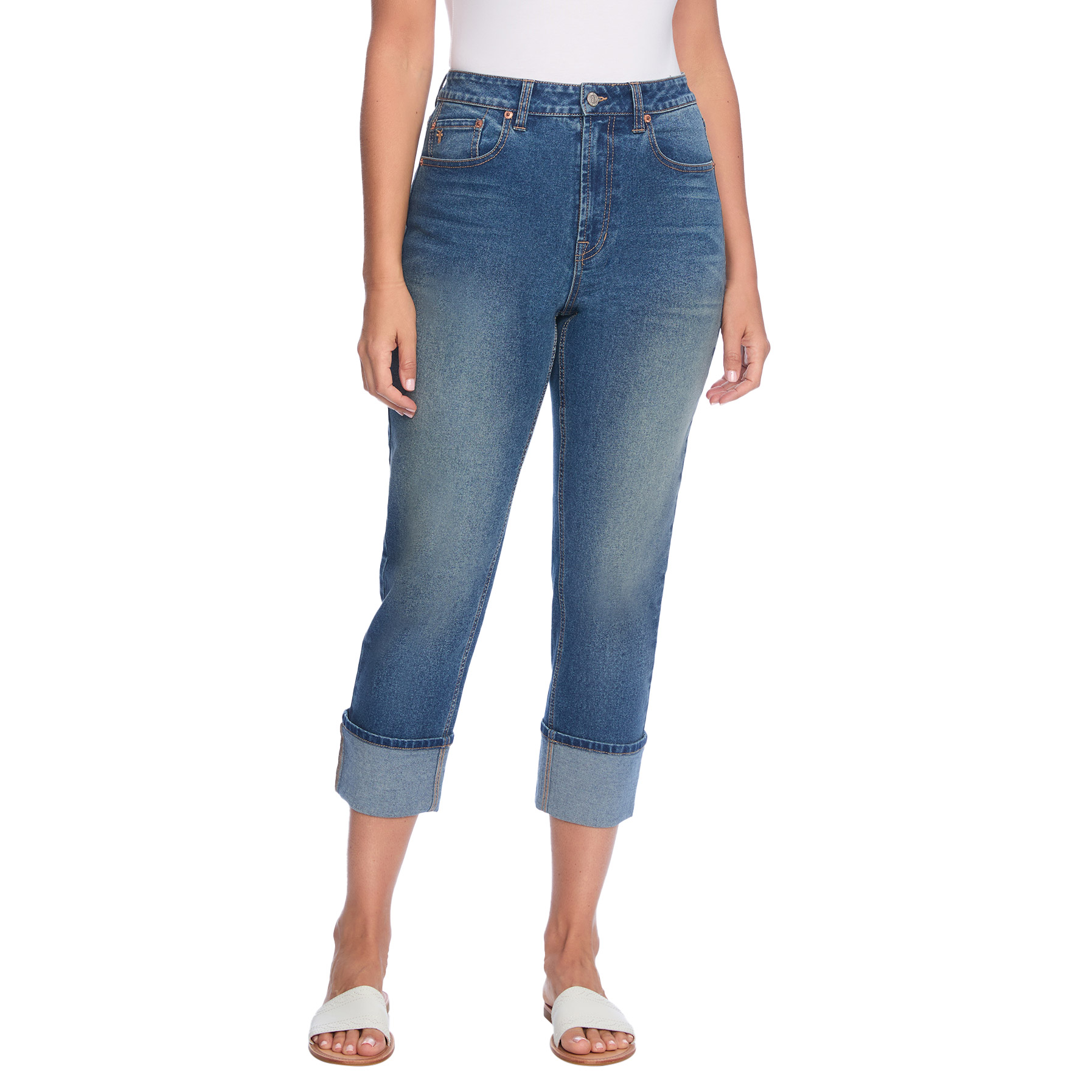High Waisted Kensie Liquid Denim Frye Women's Cuffed Crop Jean