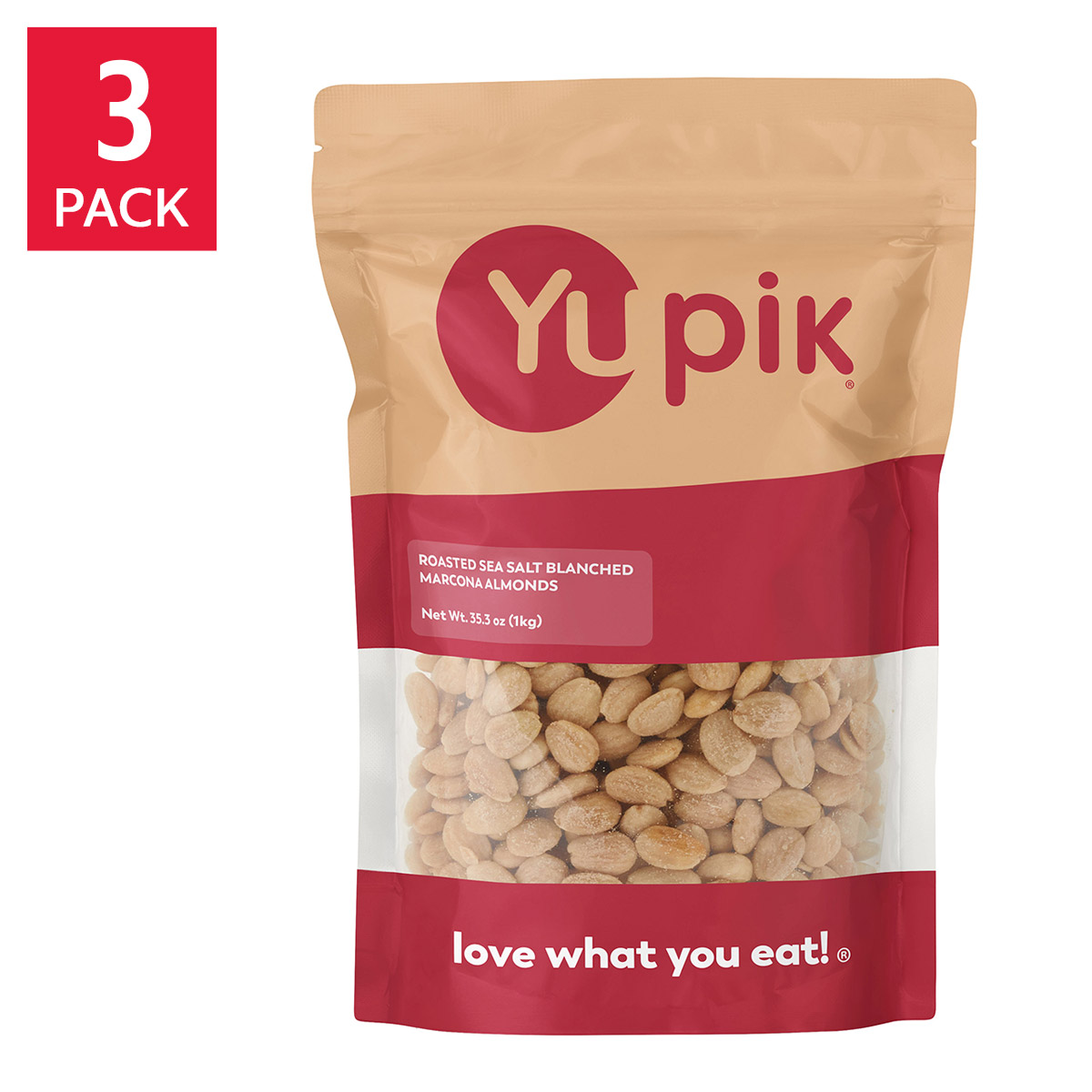 Yupik Roasted Sea Salt Blanched Marcona Almonds, 2.2 lbs, 3-pack