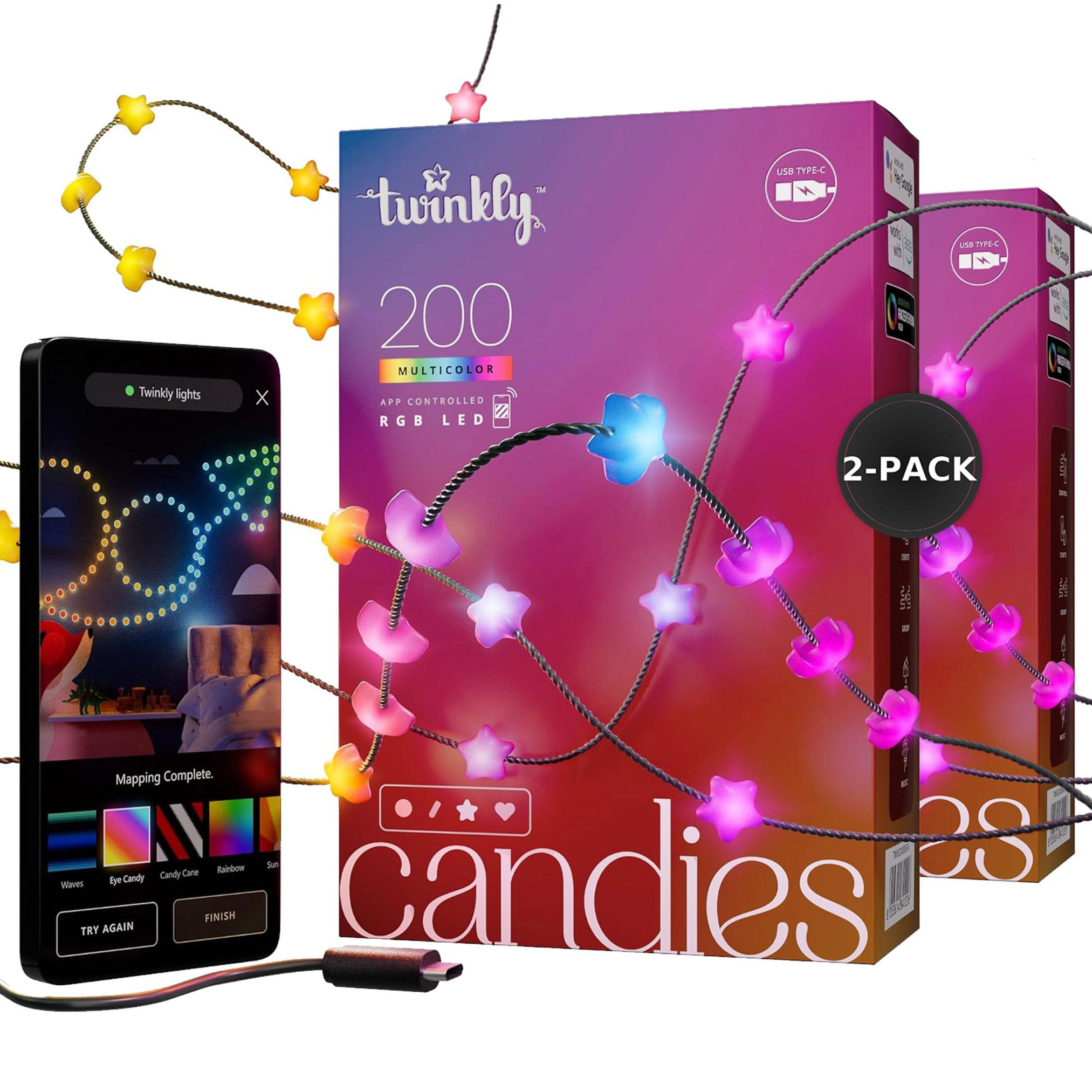 Twinkly Candies Star-Shaped String Lights, 2-pack | Costco