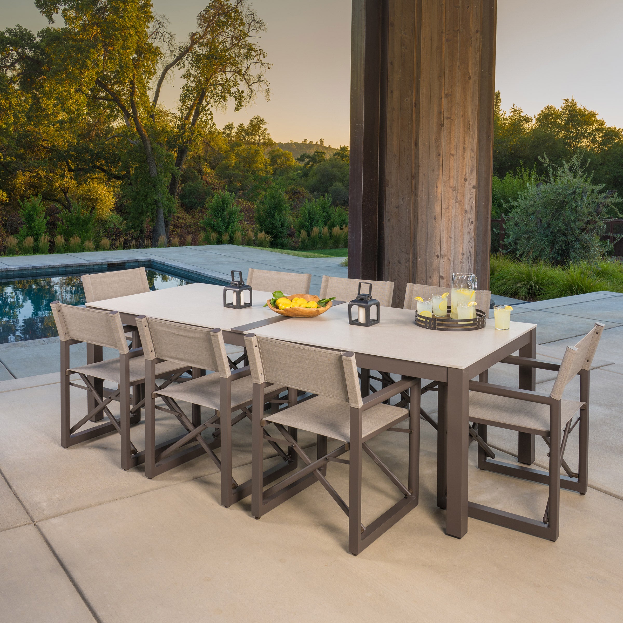 SunVilla Anchor 9-piece Outdoor Patio Dining Set with Folding