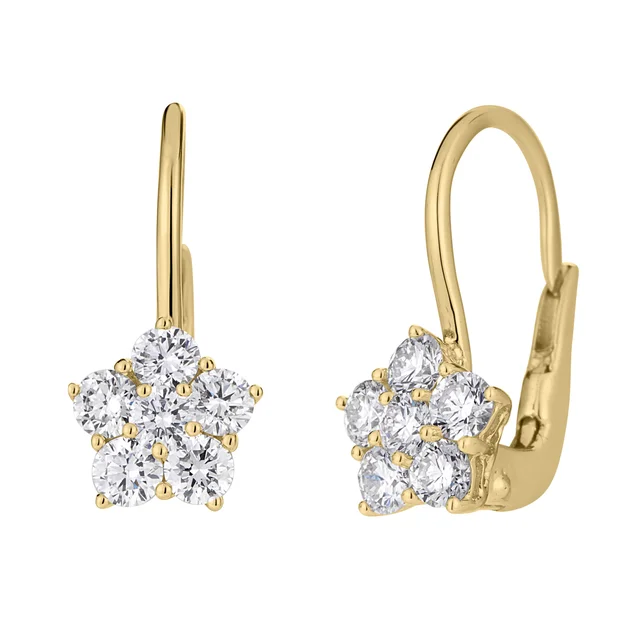 Round Brilliant 0.75 ctw VS2 Clarity, I Color Diamond 14kt Yellow Gold Star Earrings