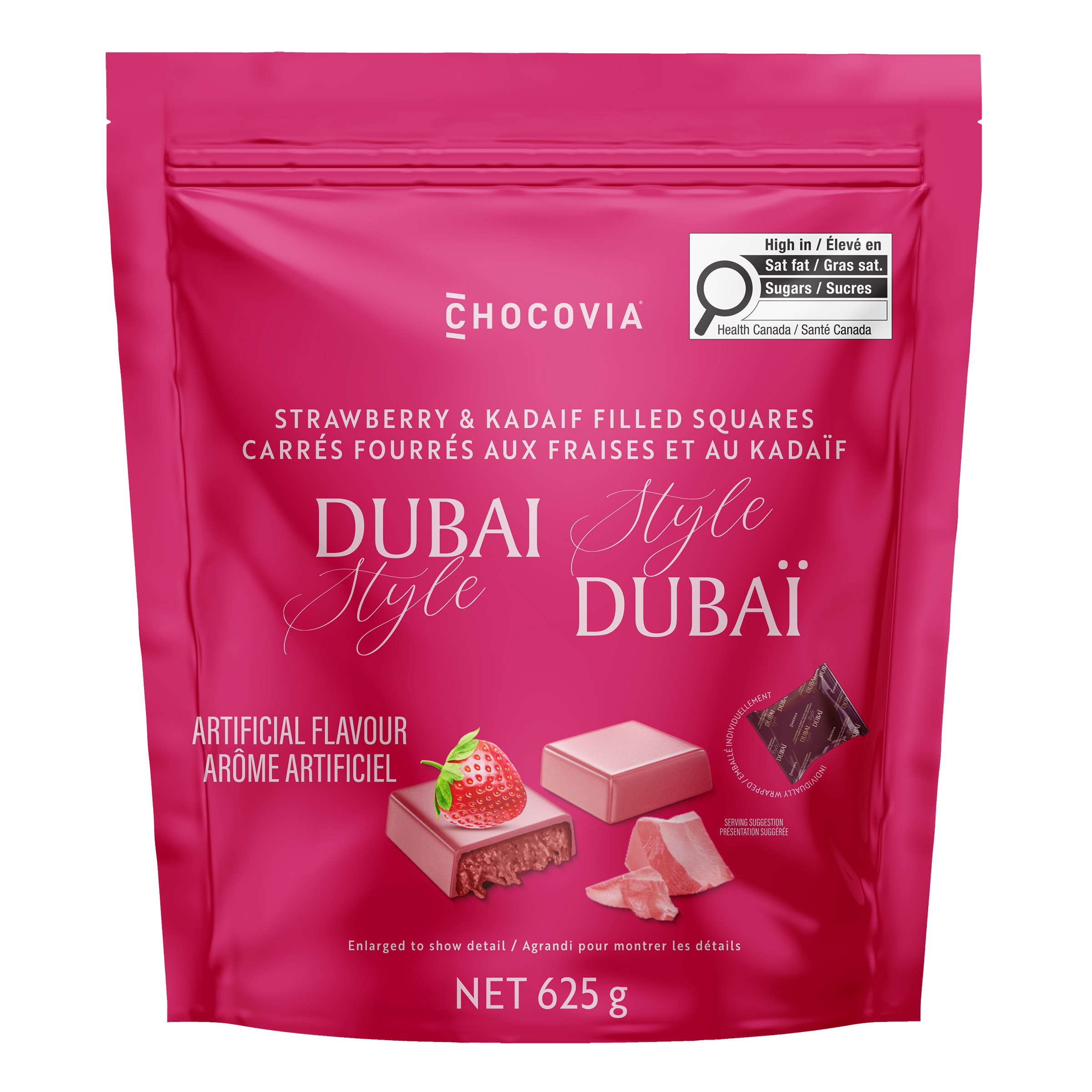 Chocovia Strawberry and Kadaif Filled Squares Dubai Style, 625 g