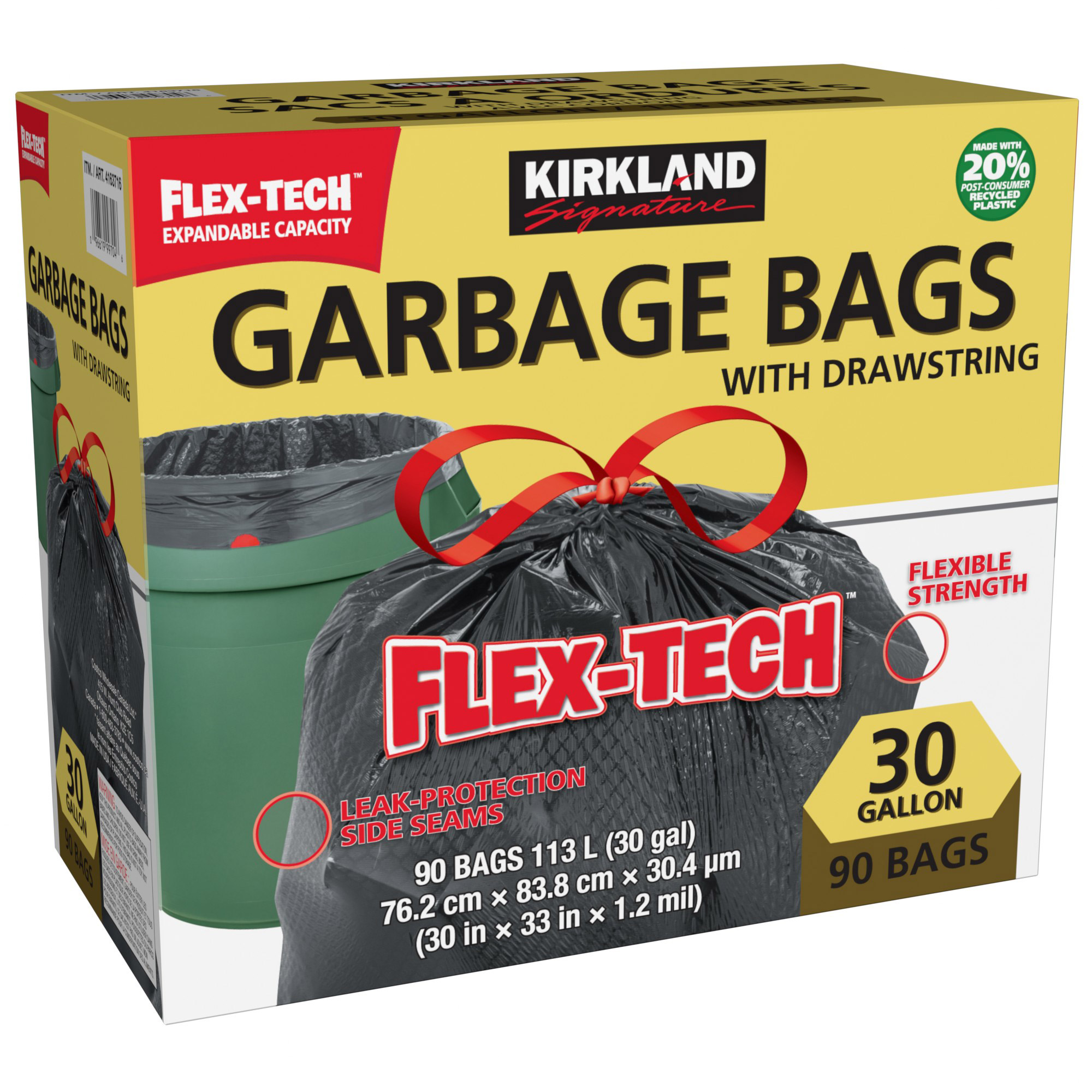 Kirkland Signature Drawstring Garbage Bags, 90-pack