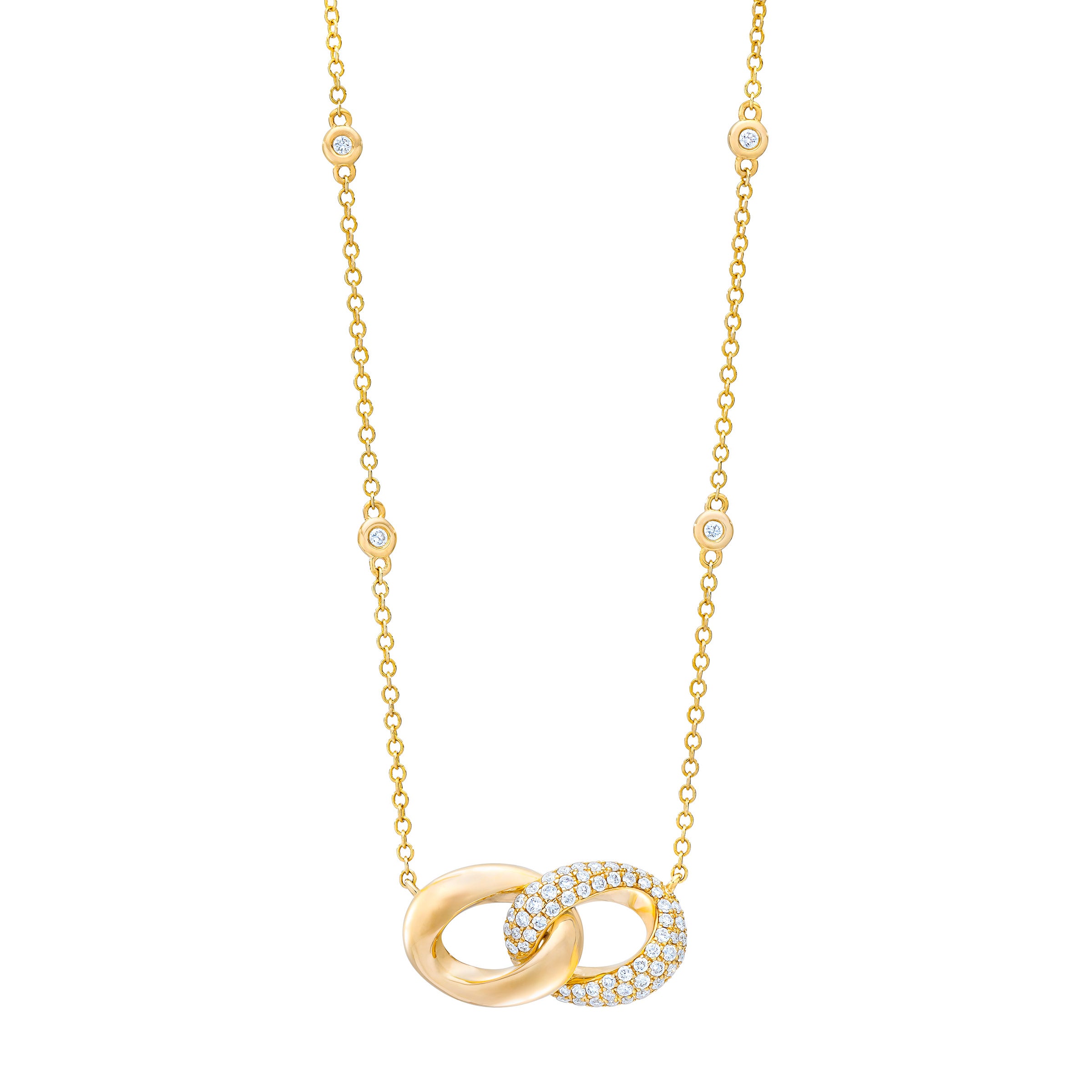 Round Brilliant Diamond Interlocking Circles Necklace (0.40 ctw