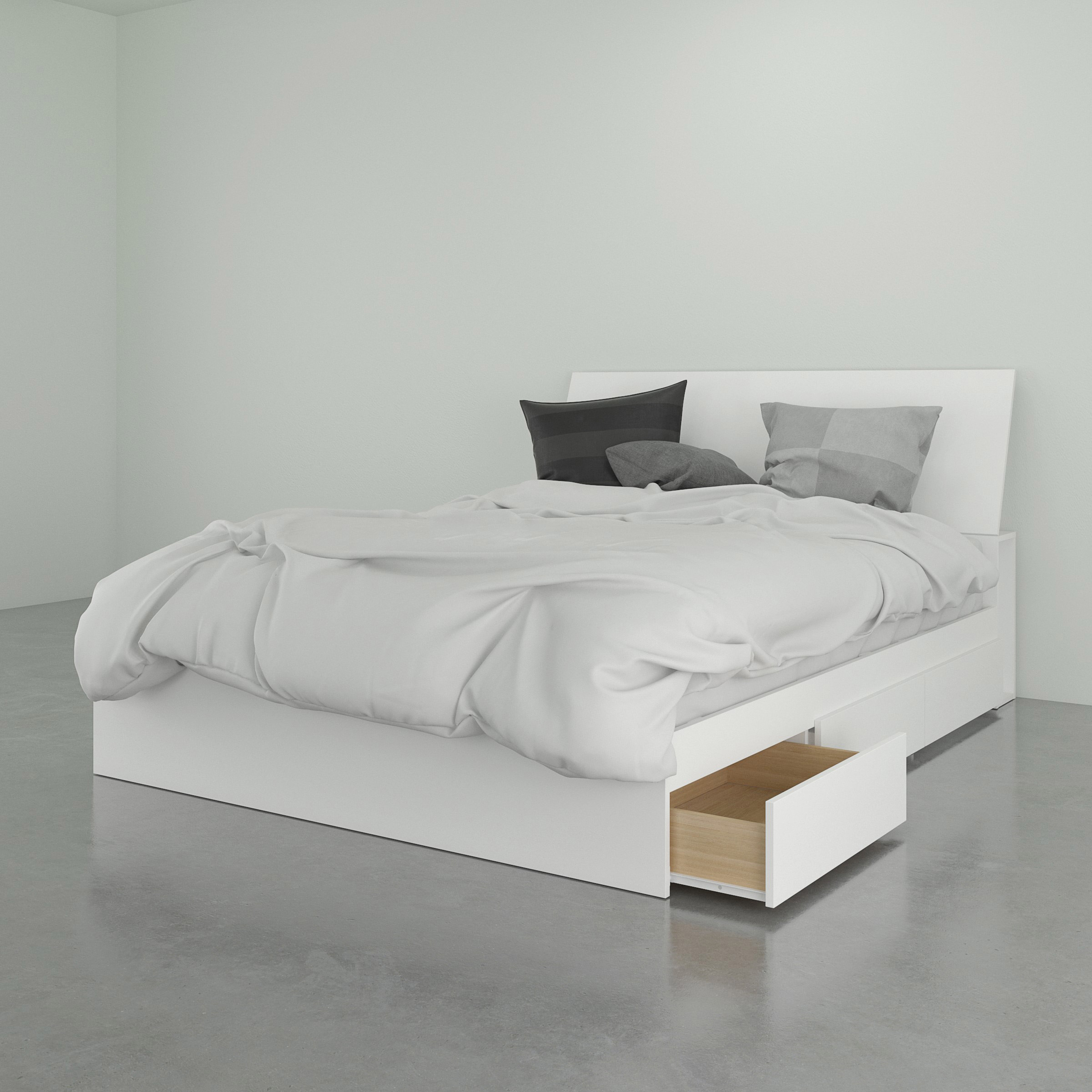 Nexera Modern Queen Storage Bed, White