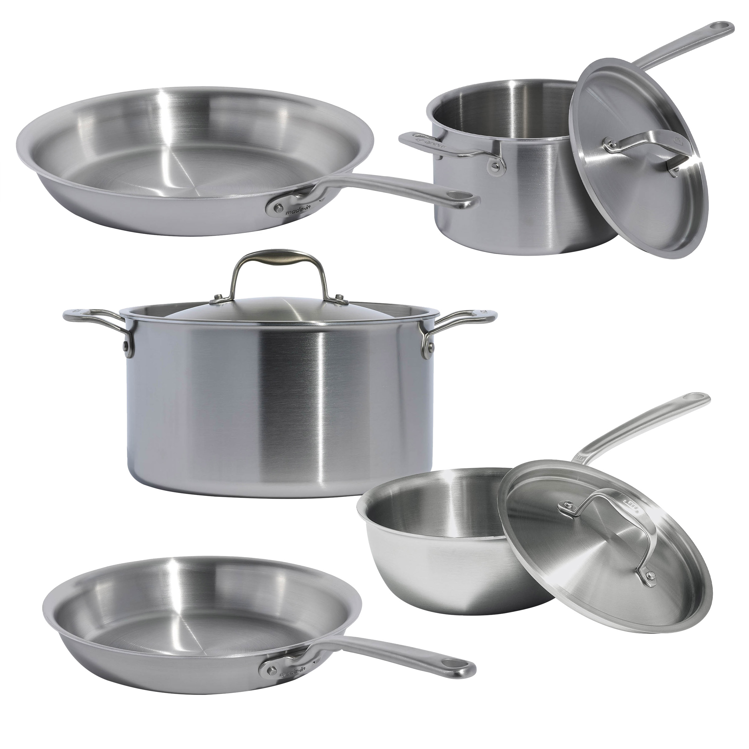 MADE IN 5-ply Stainless Steel 8-piece Cookware Set | Costco