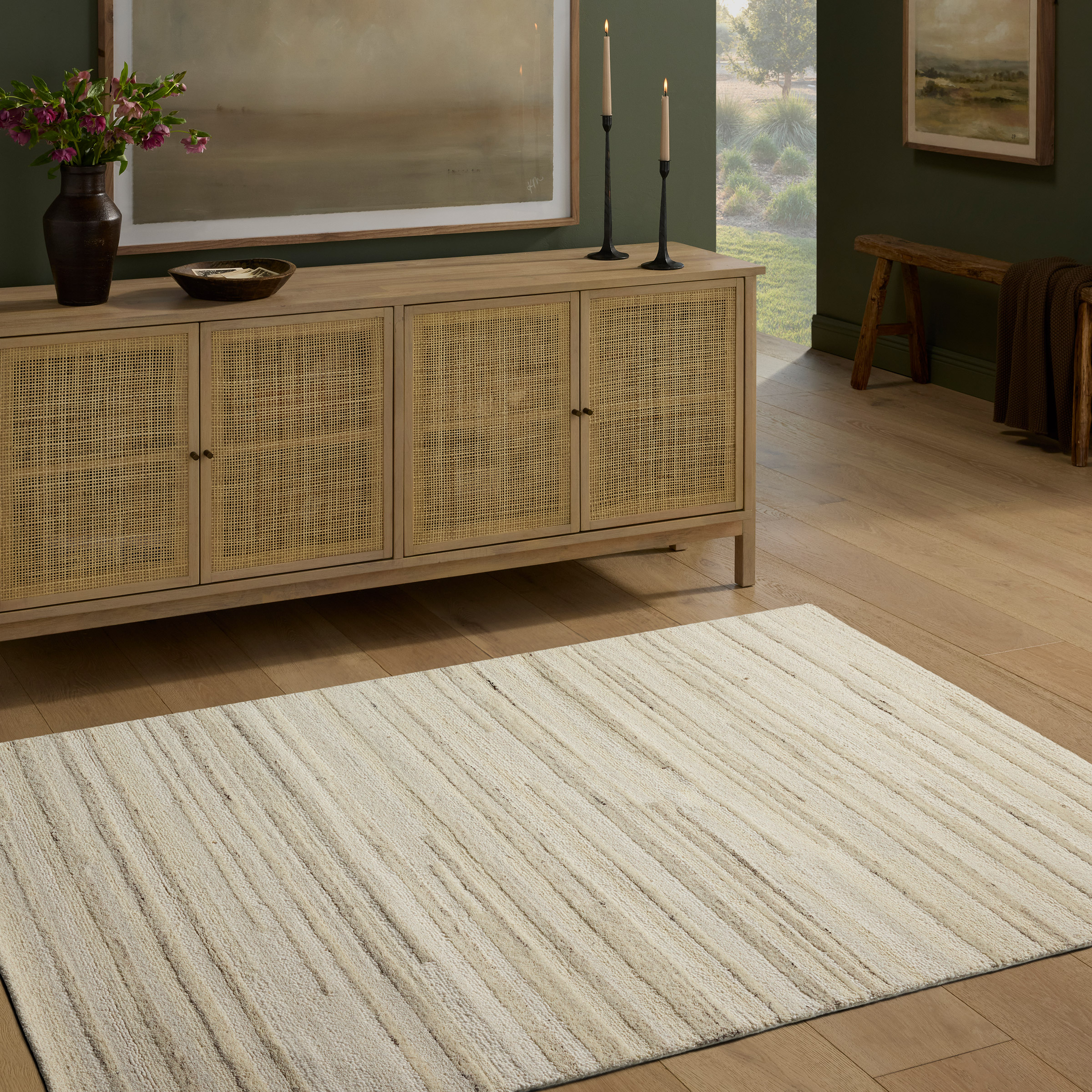 Loloi Melody Wool Rug Collection  Stripe Gray/Tan