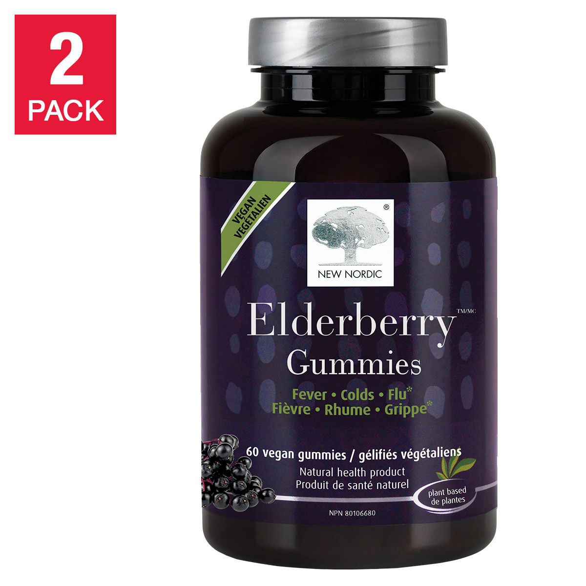 New Nordic Elderberry Gummies, 2 x 60 Gummies