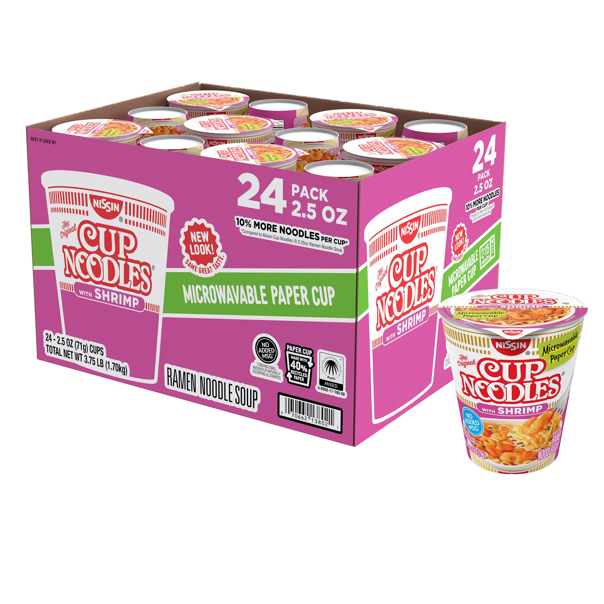 Nissin Cup Noodles, Shrimp, 2.5 oz, 24-count | Costco