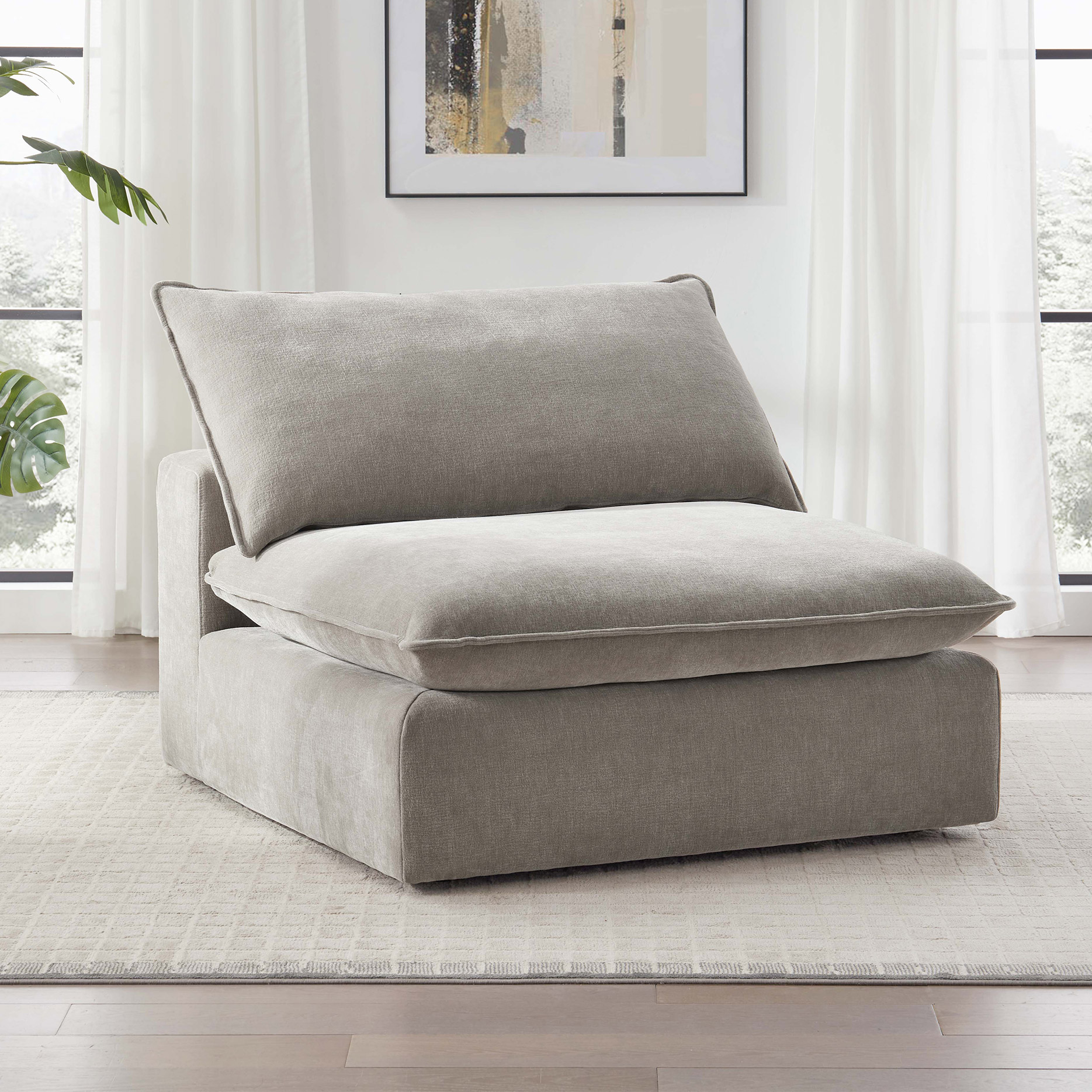 Sereen Fabric Armless Chair, Taupe