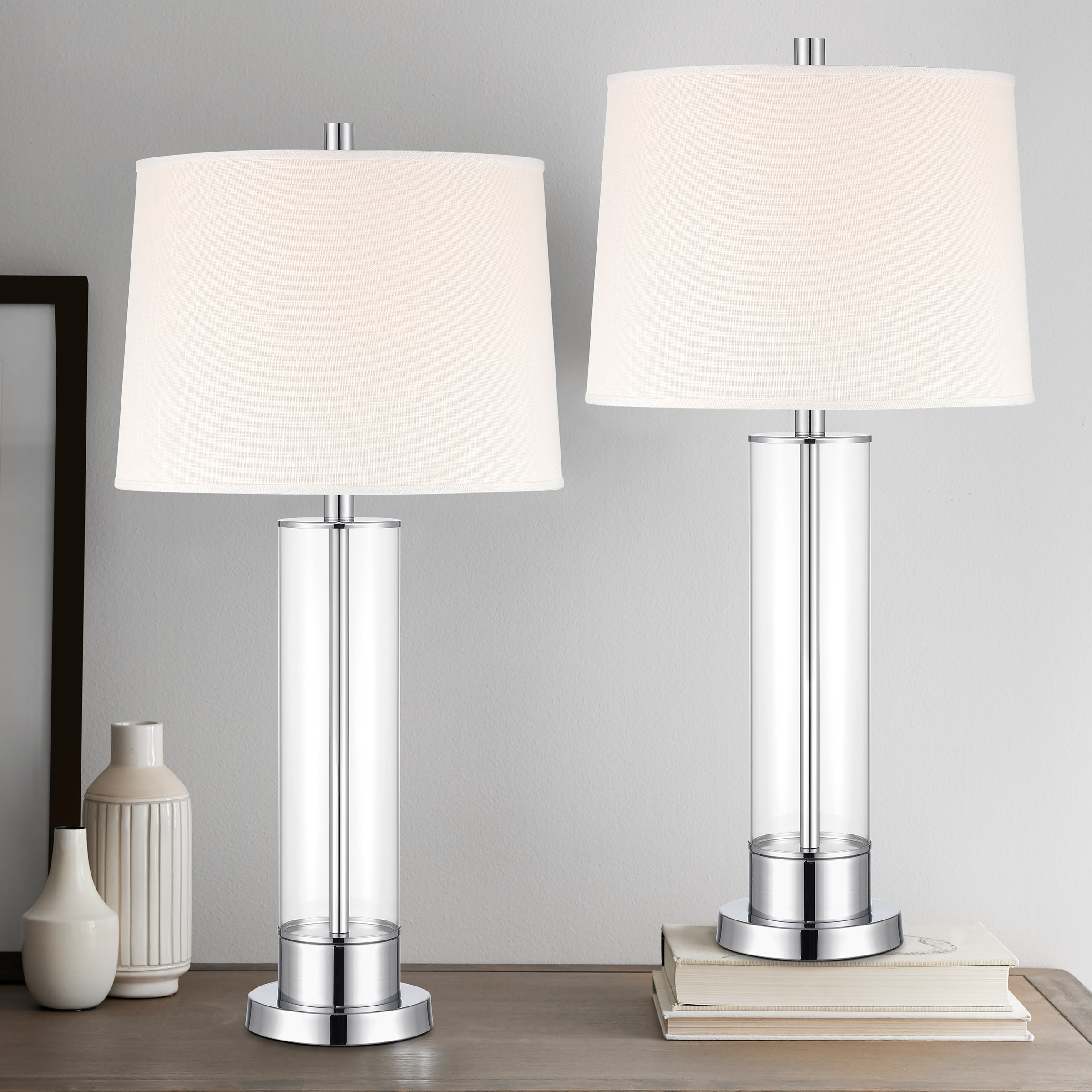 Glass Cylinder Table Lamp Set, 2-pack