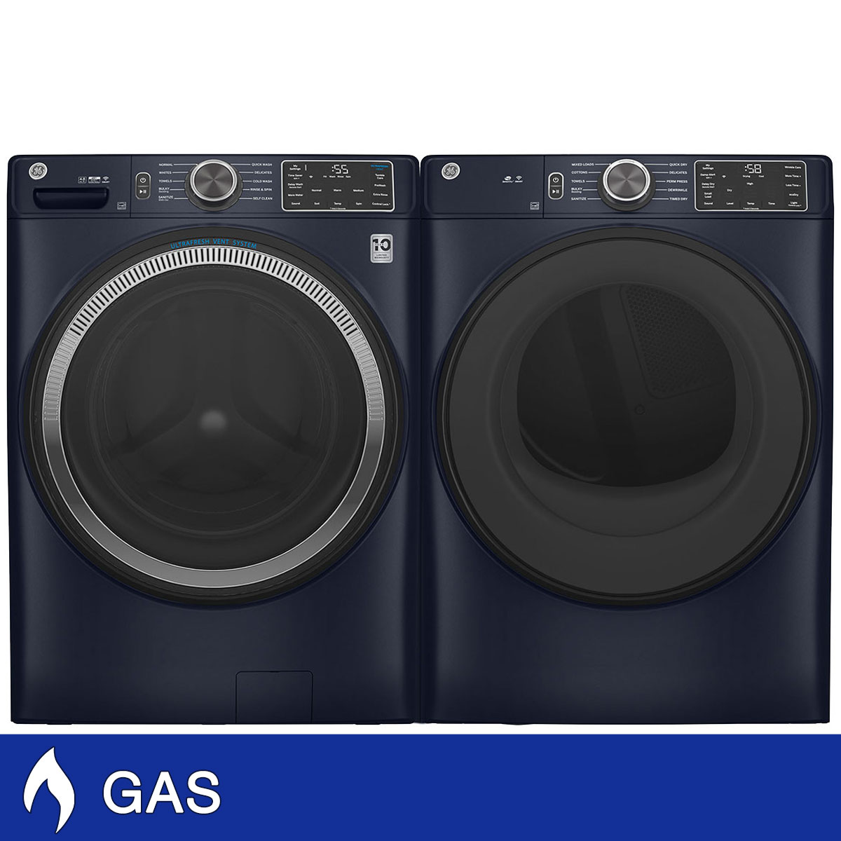 GE 4.8 cu. ft. Washer with Microban and 7.8 cu. ft. GAS Laundry Package 