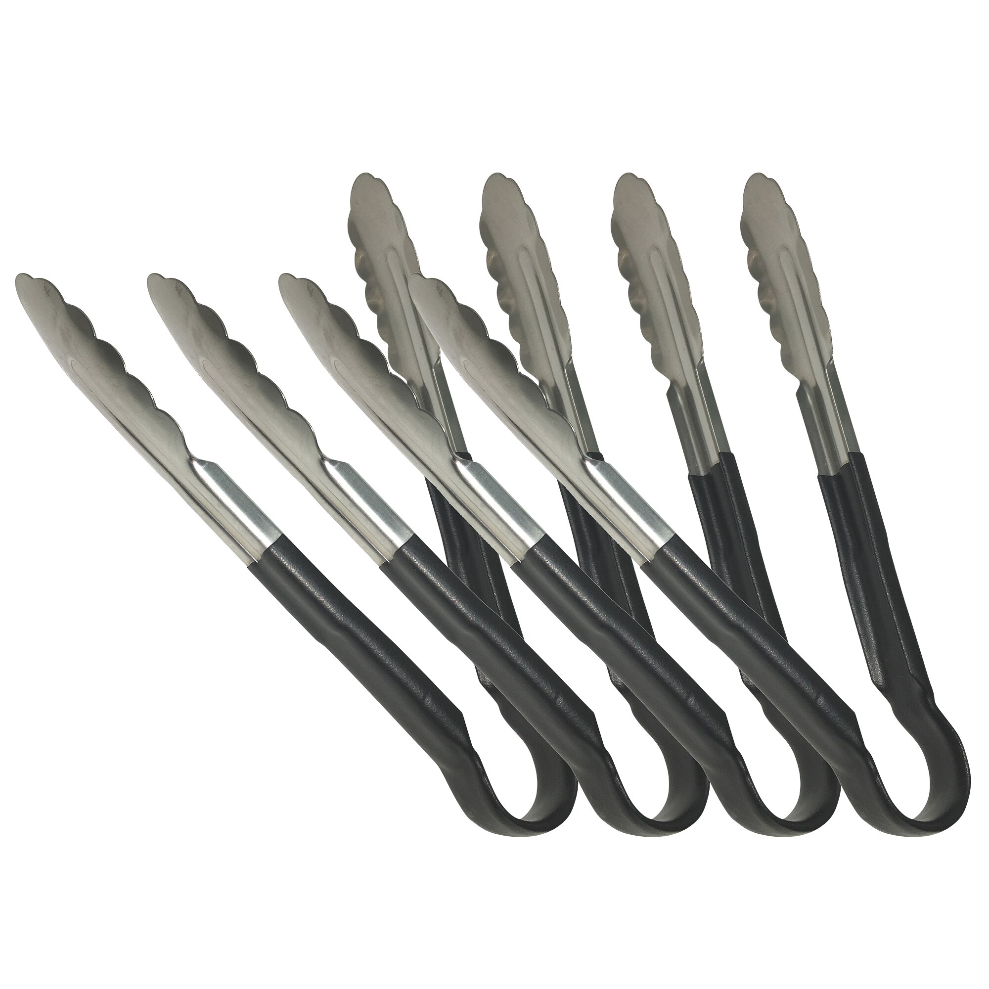 Sagetra Plastic Coated Black Utility Tongs 30.48 cm (12 in), Pack of 4