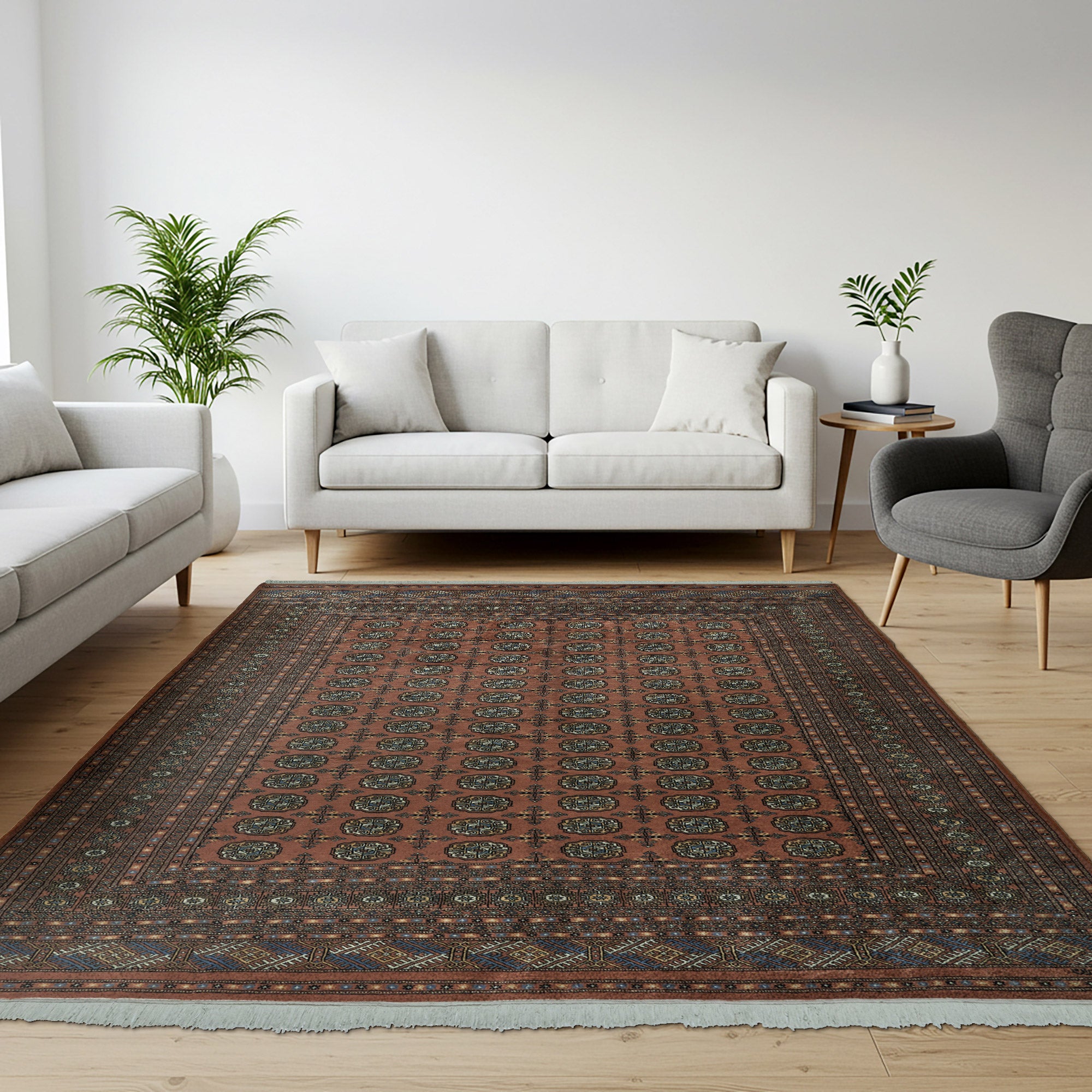 Pakistani Hand Knotted Rug Collection, Classic Bukhara Donegal