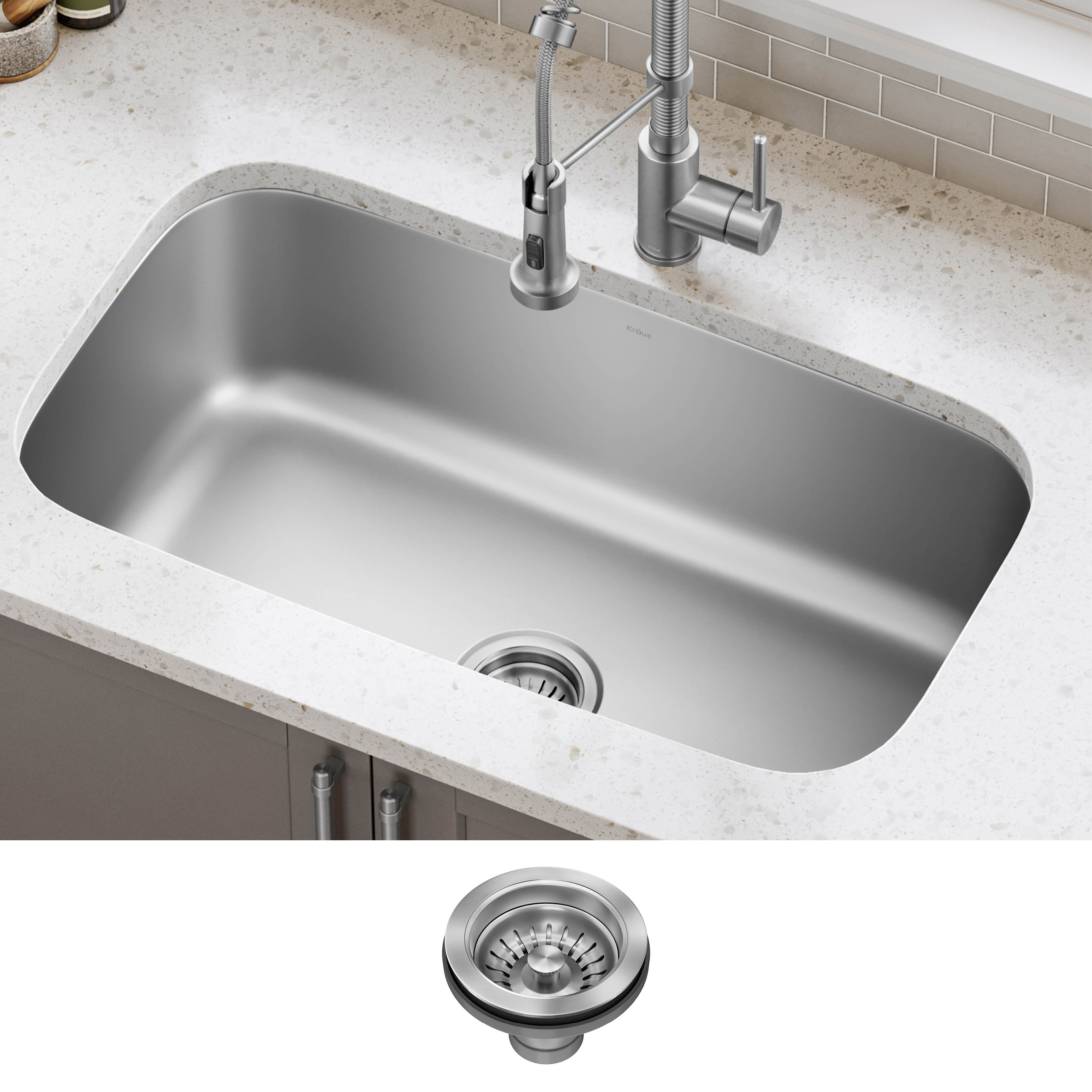 KRAUS Undermount Single Bowl Stainless Steel Kitchen Sink