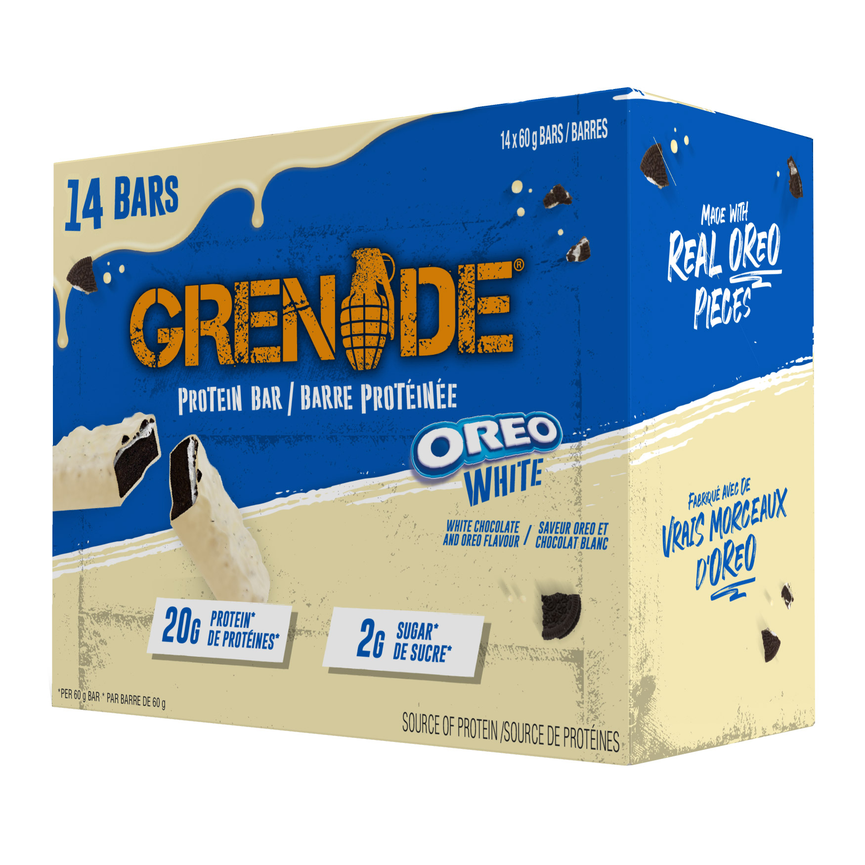 Grenade Oreo White Chocolate Flavoured Protein Bars, 14 × 60 g