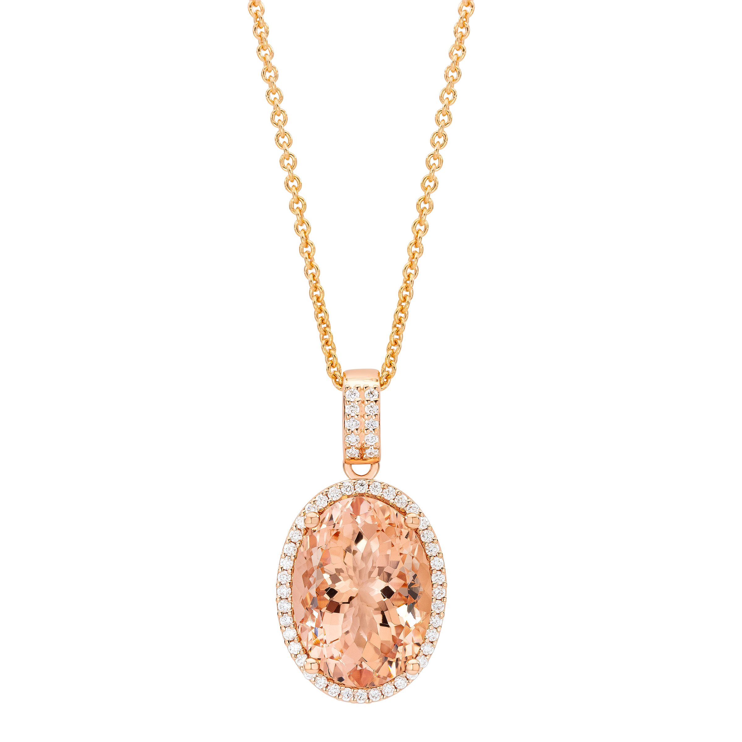 Oval Cut Morganite and Diamond Pendant (0.15 ctw)