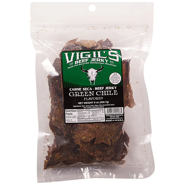 Vigil's Beef Jerky Green Chile Flavored, 8 oz