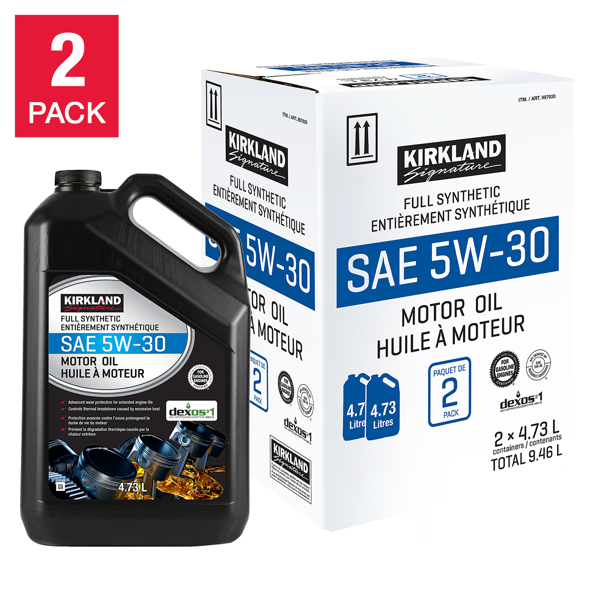 Kirkland Signature 5W30 Full Synthetic Motor Oil, 2-pack