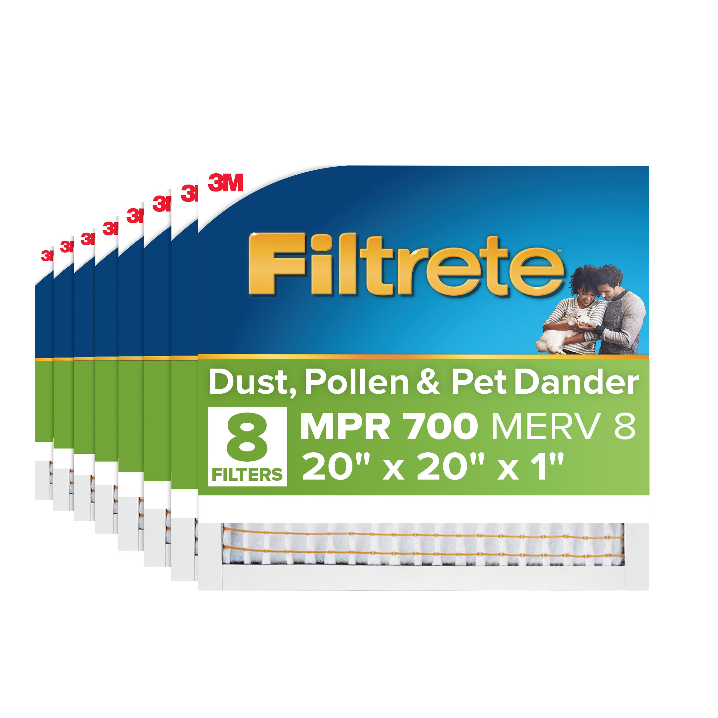 Filtrete Air Filter 1”  MPR 700 MERV 8  Dust  Pollen and Pet Dander Filter  8-pack