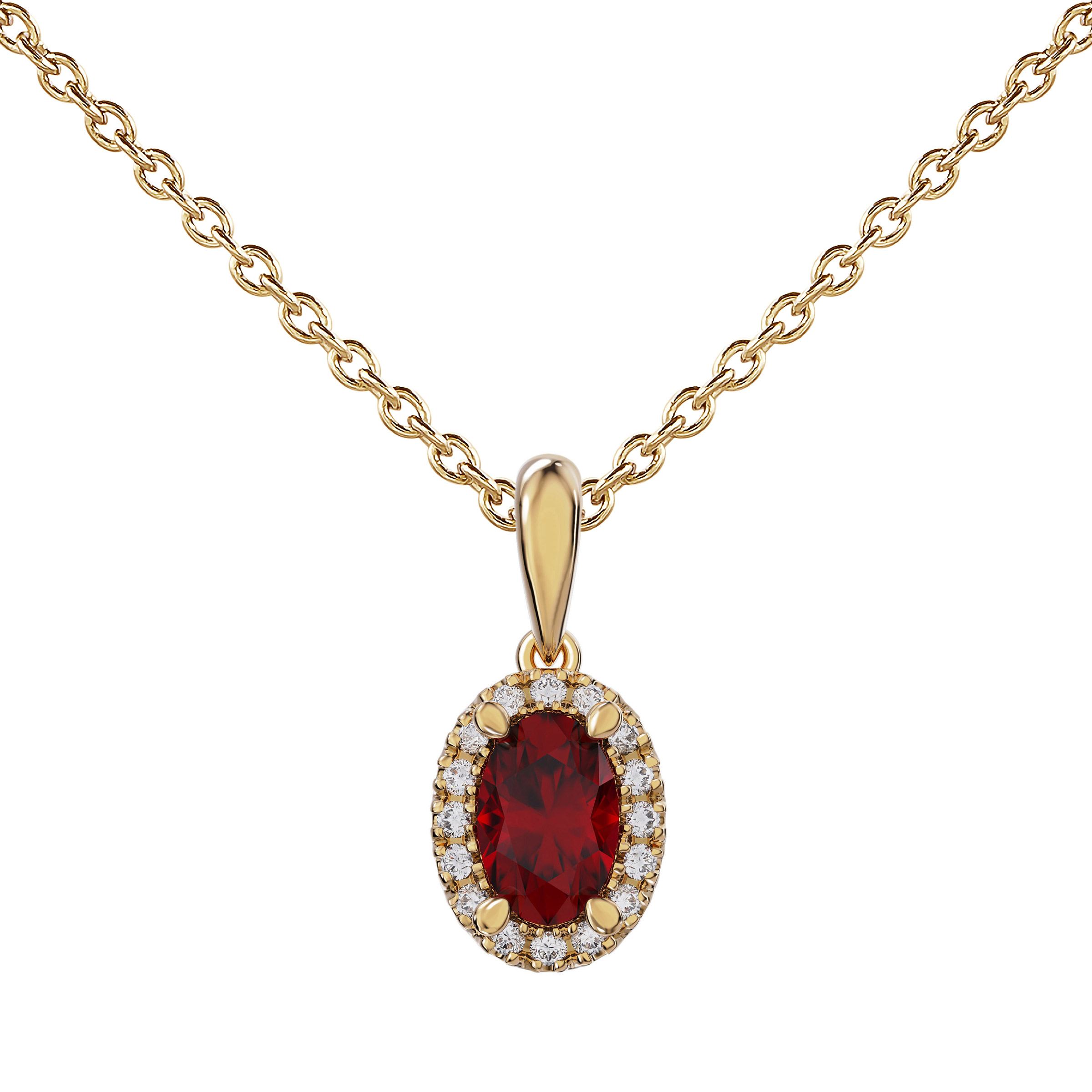 Oval Cut Ruby and Diamond Pendant (0.07 ctw)