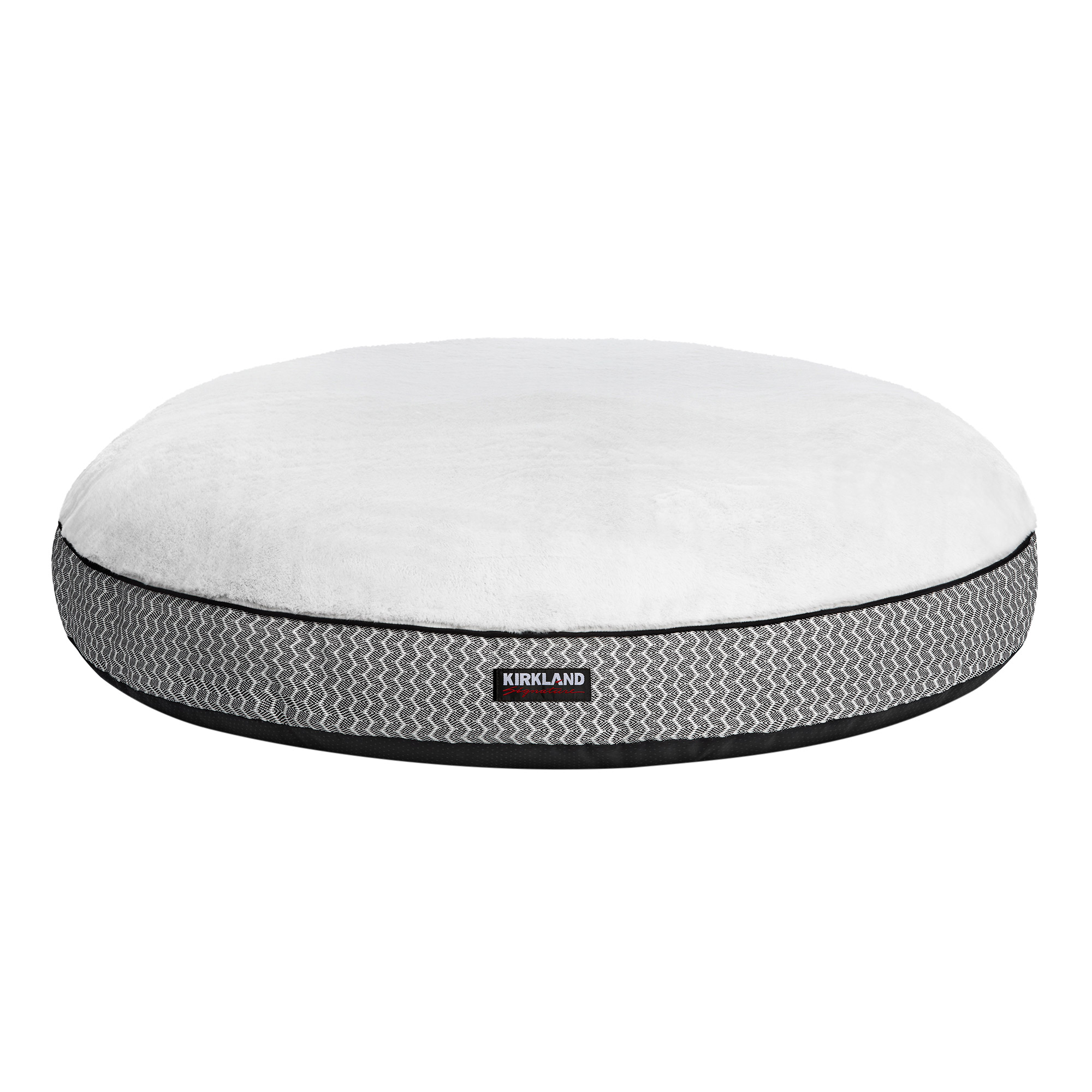 Kirkland Signature Round 42 in. Pet Bed, Black and Grey Chevron | Costco