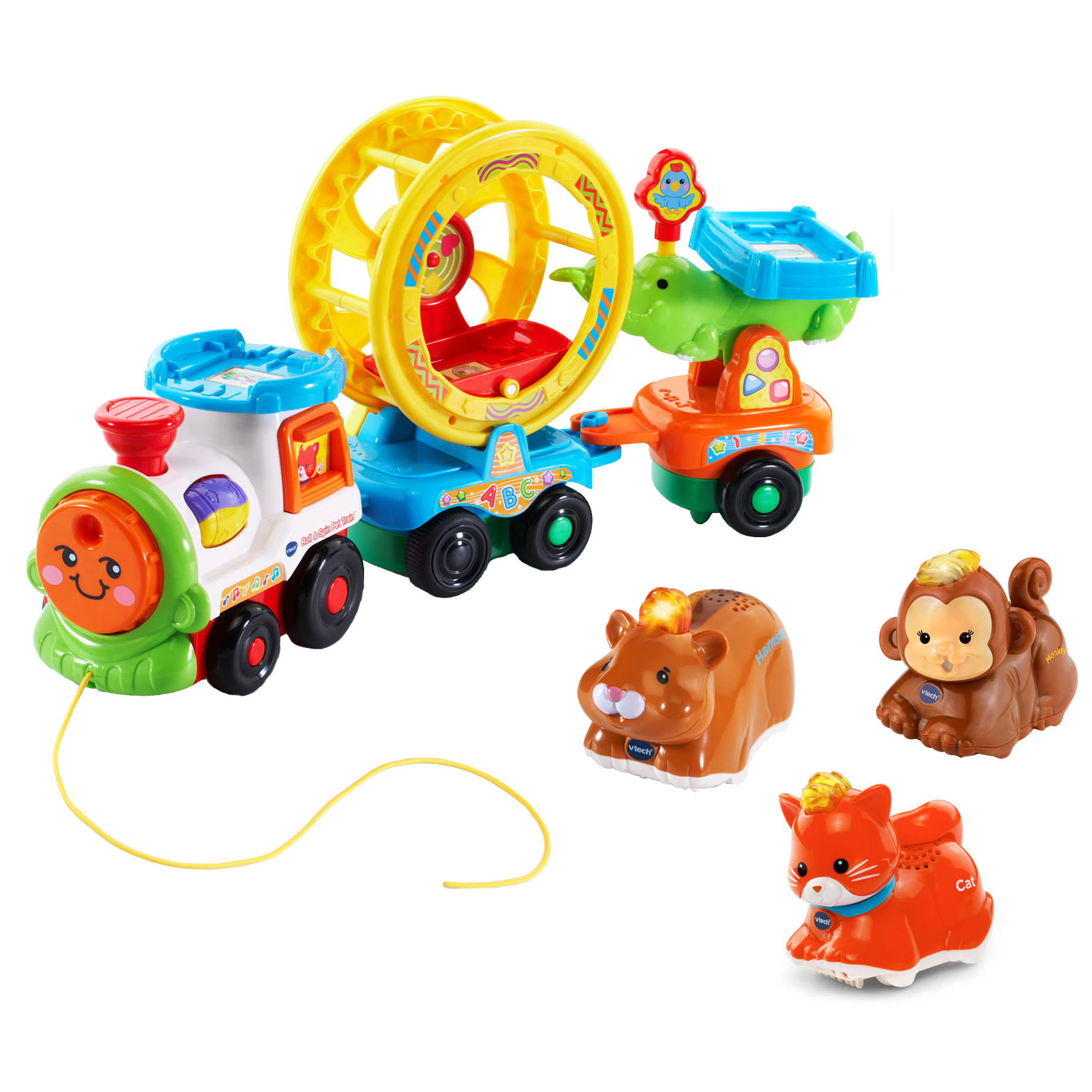 VTech Go! Go! Smart Animals Roll & Spin Pet Train PLUS Monkey and Cat ...