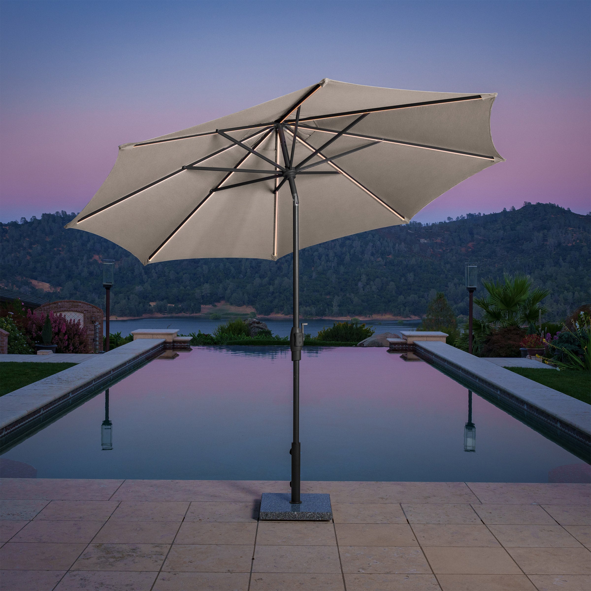 Sunvilla 10' Round Solar LED Market Umbrella | Costco