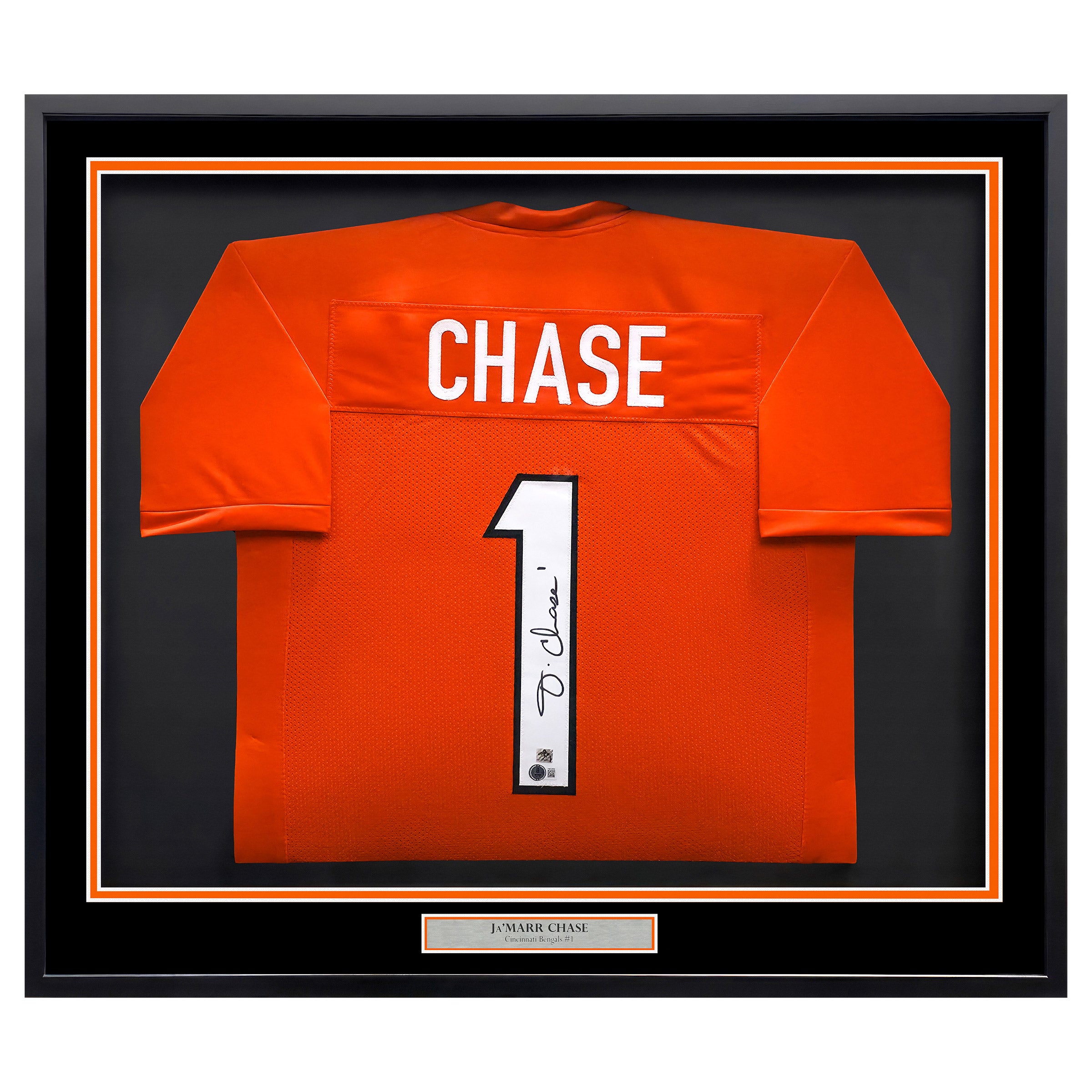 Ja'Marr Chase Autographed Framed Orange Cincinnati Bengals Jersey