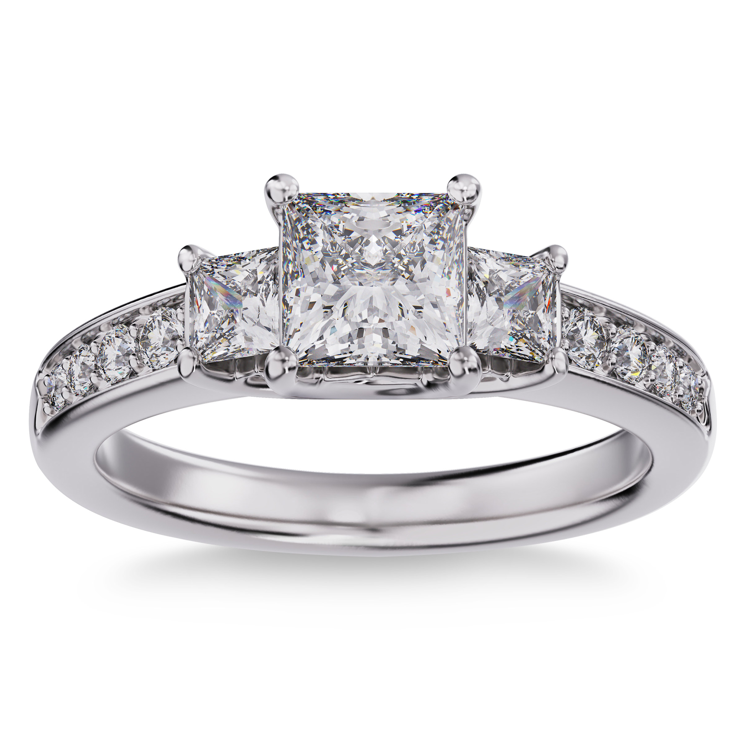 Princess Cut 1.71 ctw VS2 Clarity  I Color Diamond Platinum Ring