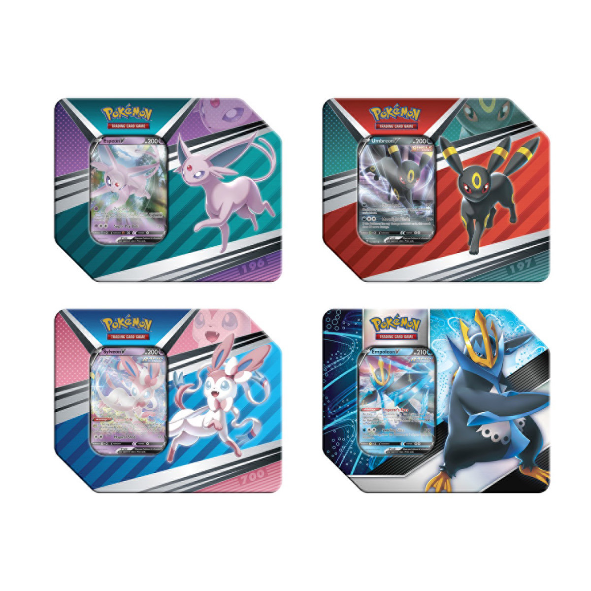 Pokemon 4 Pack V Tins – Espeon, Umbreon, Sylveon, Empoleon - English