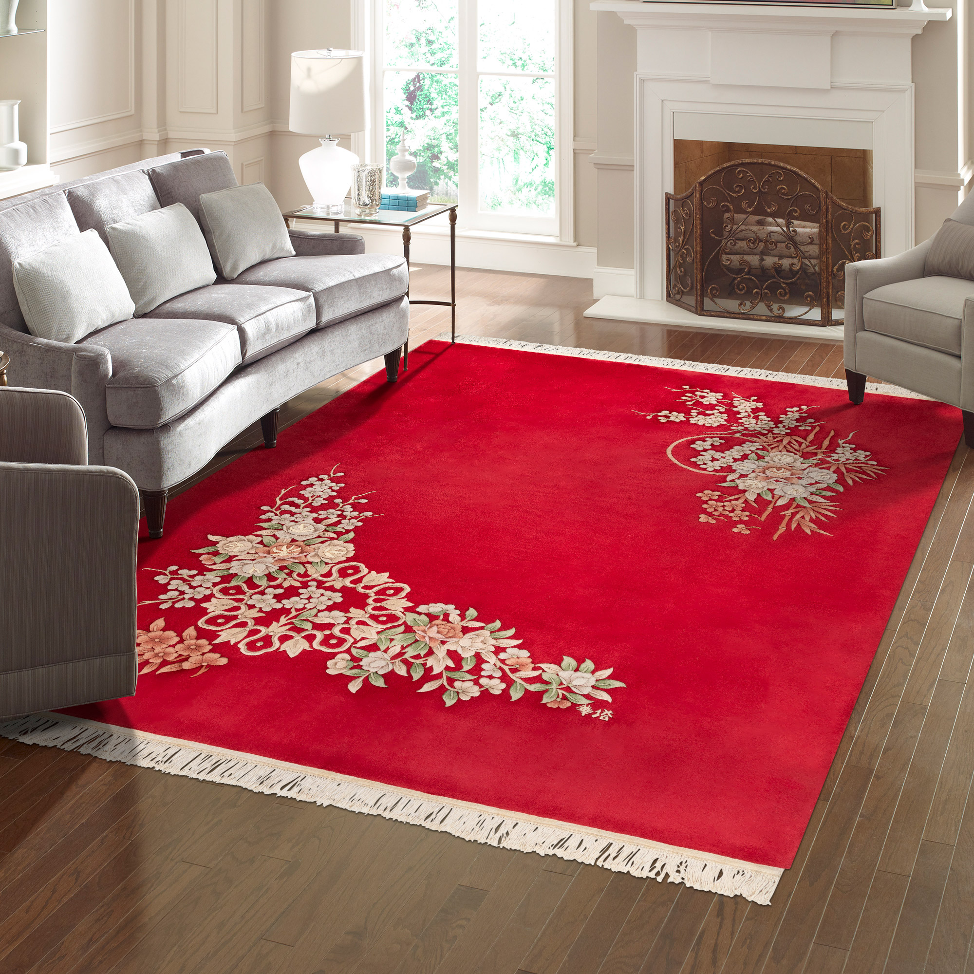 Pagoda Hand Knotted Rug Collection  Jasmin  Red