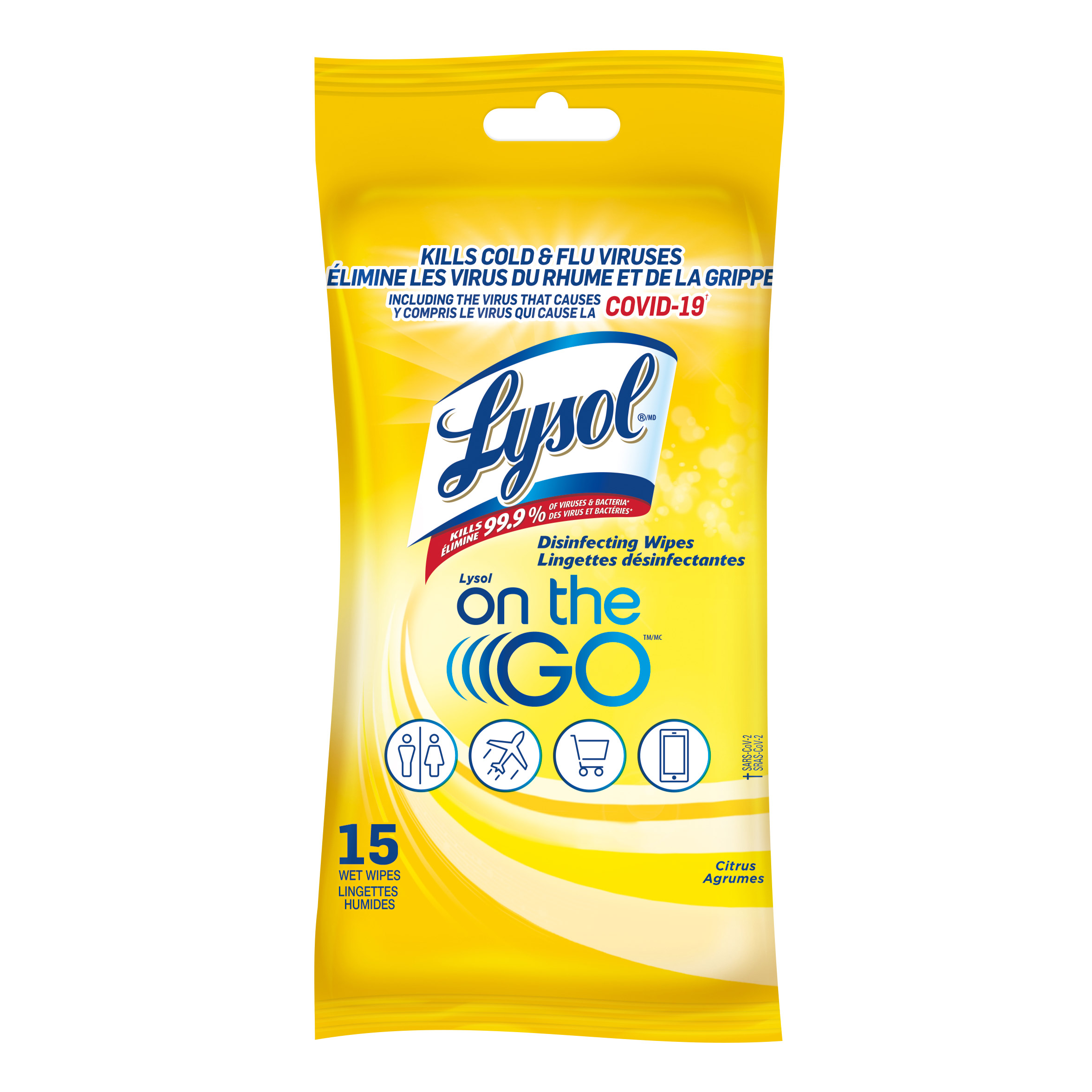 Lysol On-the-Go Disinfecting Wipes, 24 Packs of 15 Wipes
