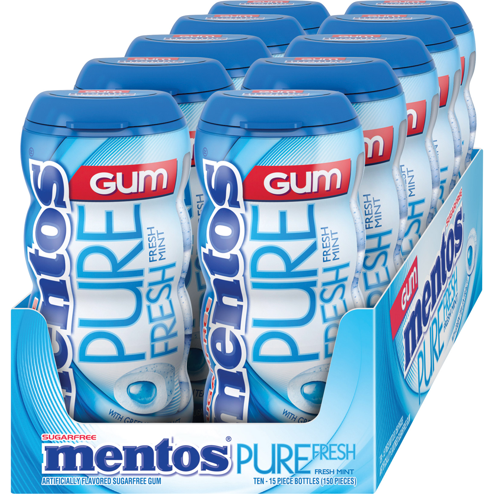 Mentos Pure Fresh Sugar Free Gum  Fresh Mint  15 Pieces  10-count