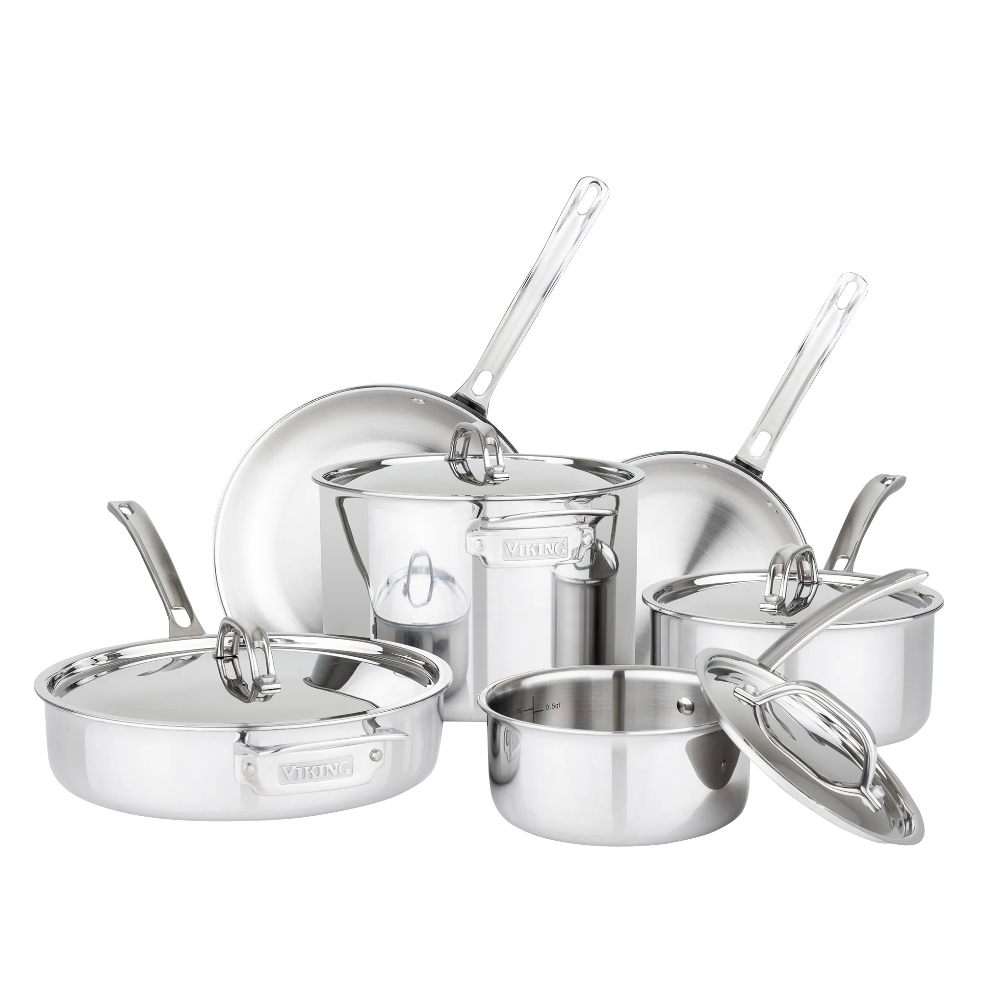 Viking 10-piece 3-ply Clad Stainless Steel Cookware Set with Metal