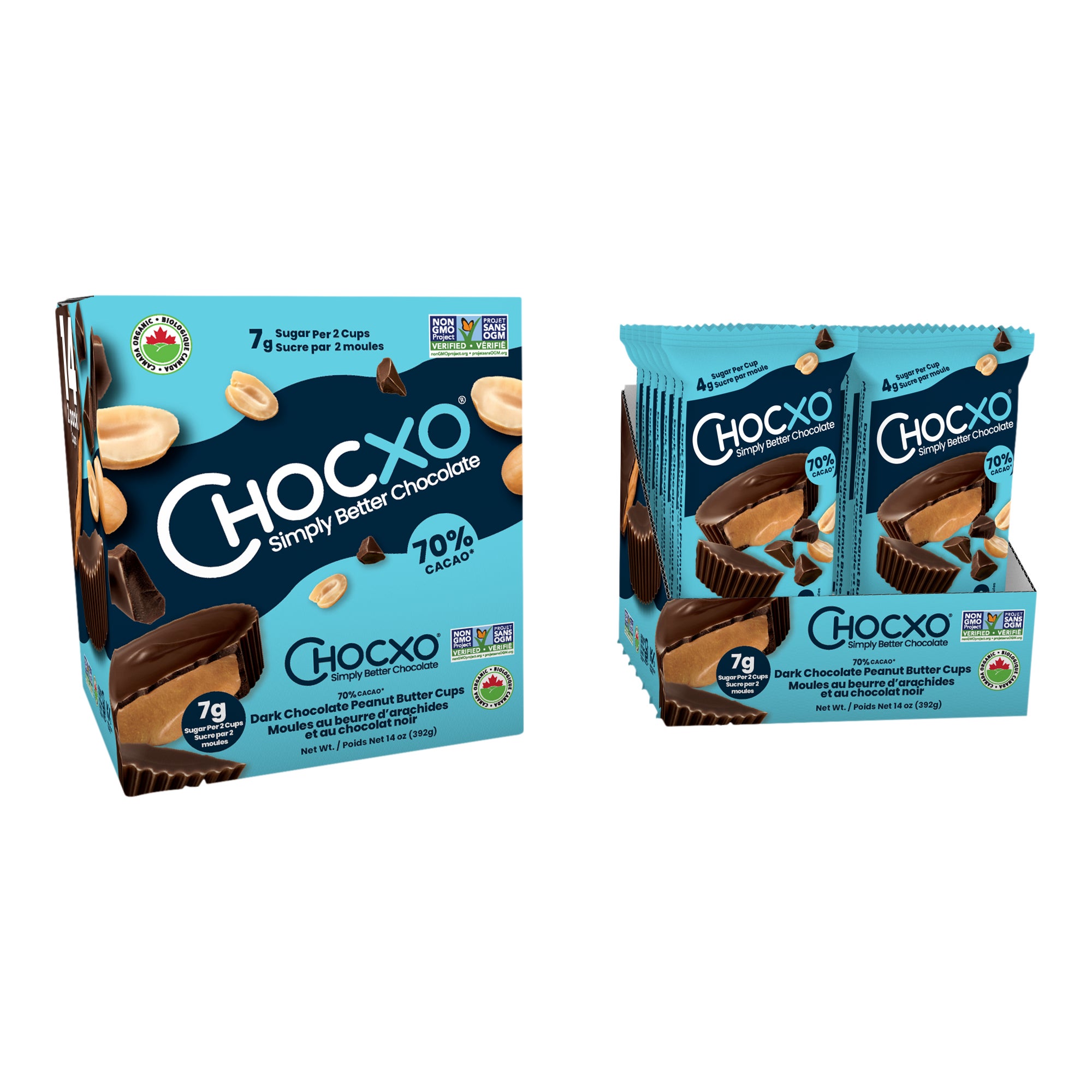 Chocxo Dark Chocolate Peanut Butter Cups, 14 x 28 g | Costco