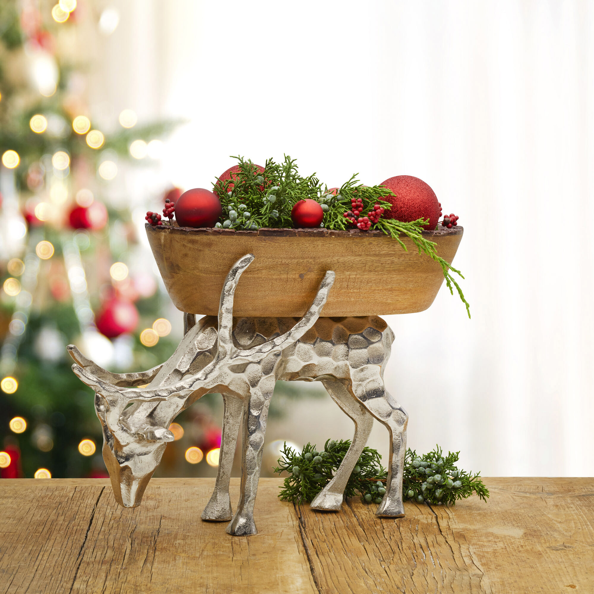 Fitz and Floyd Woodgrove Reindeer Centerpiece Bowl