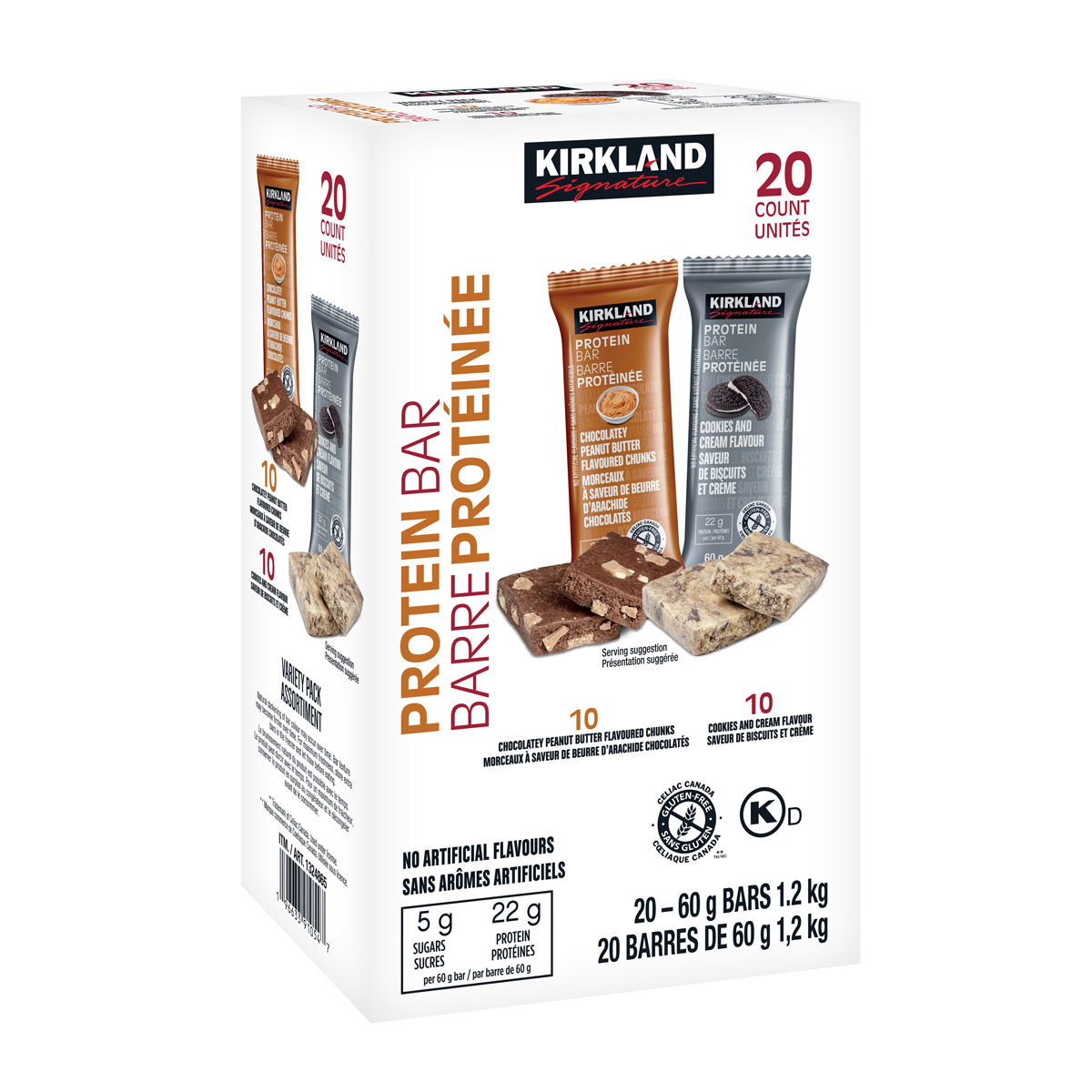 Kirkland Signature Protein Bars, Variety Pack, 20 × 60 g