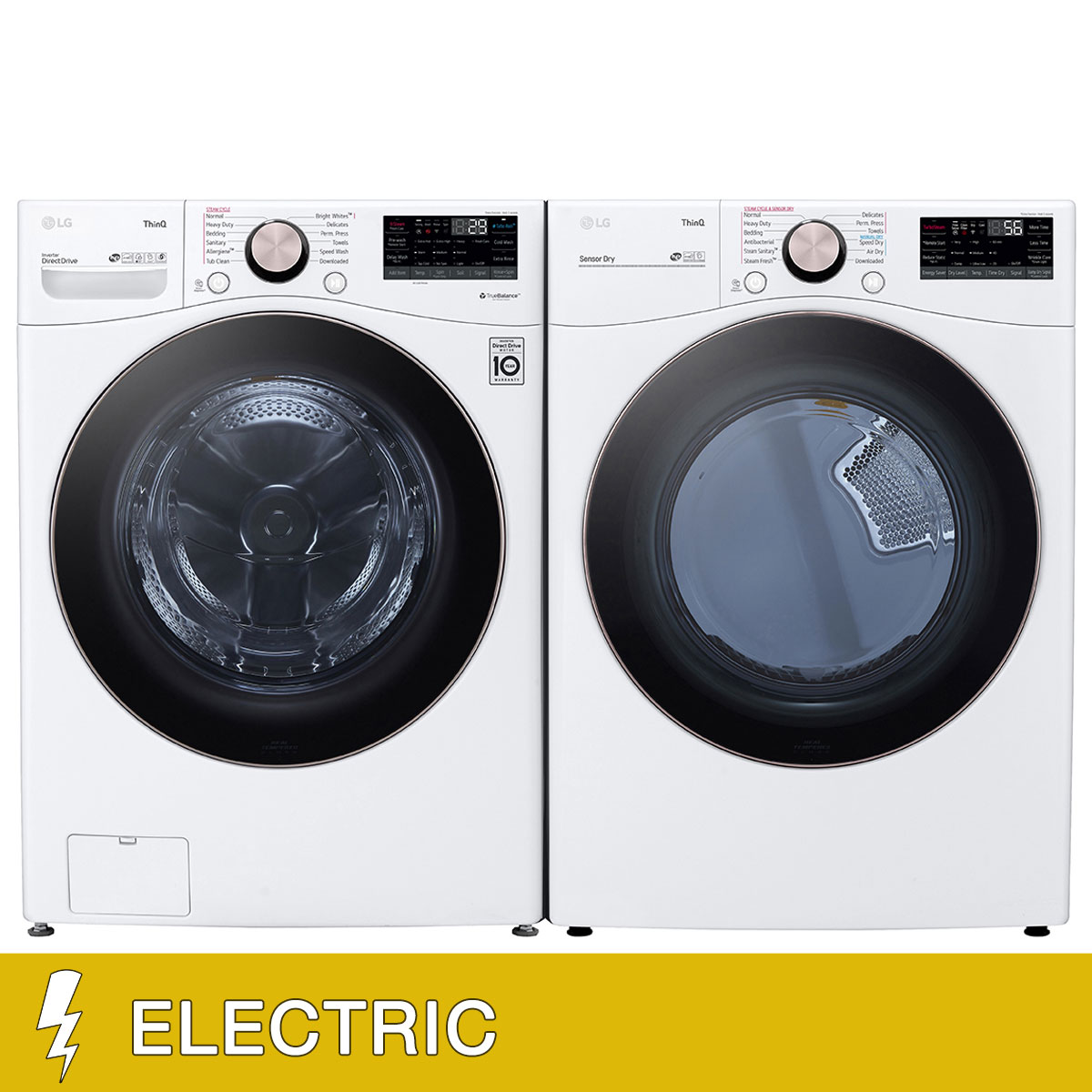 LG 4.5 cu. ft. Front Load Washer with TurboWash 360° and 7.4 cu. ft. ELECTRIC Dryer with TurboSteam and Built-In Intelligence
