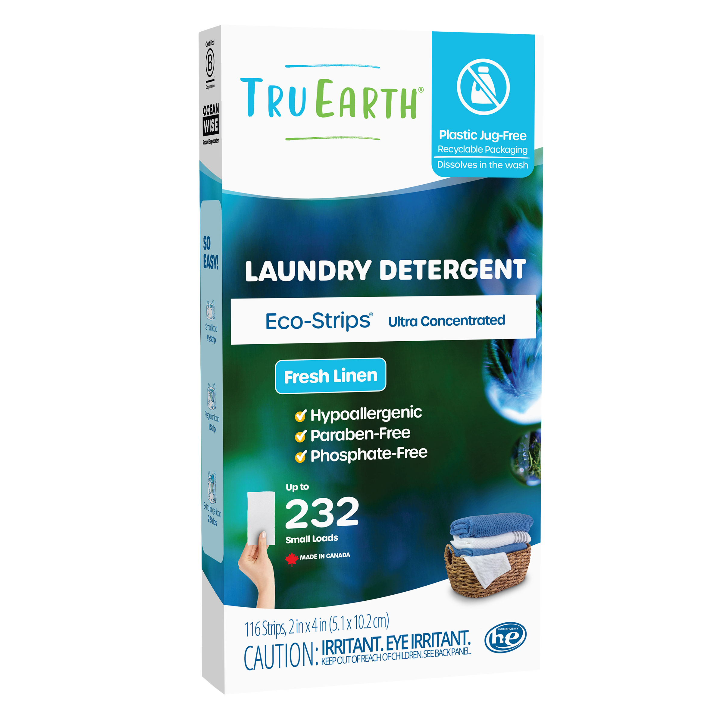 Tru Earth Eco-Strips Laundry Detergent Strips  Fresh Linen  232 Loads  116 Strips