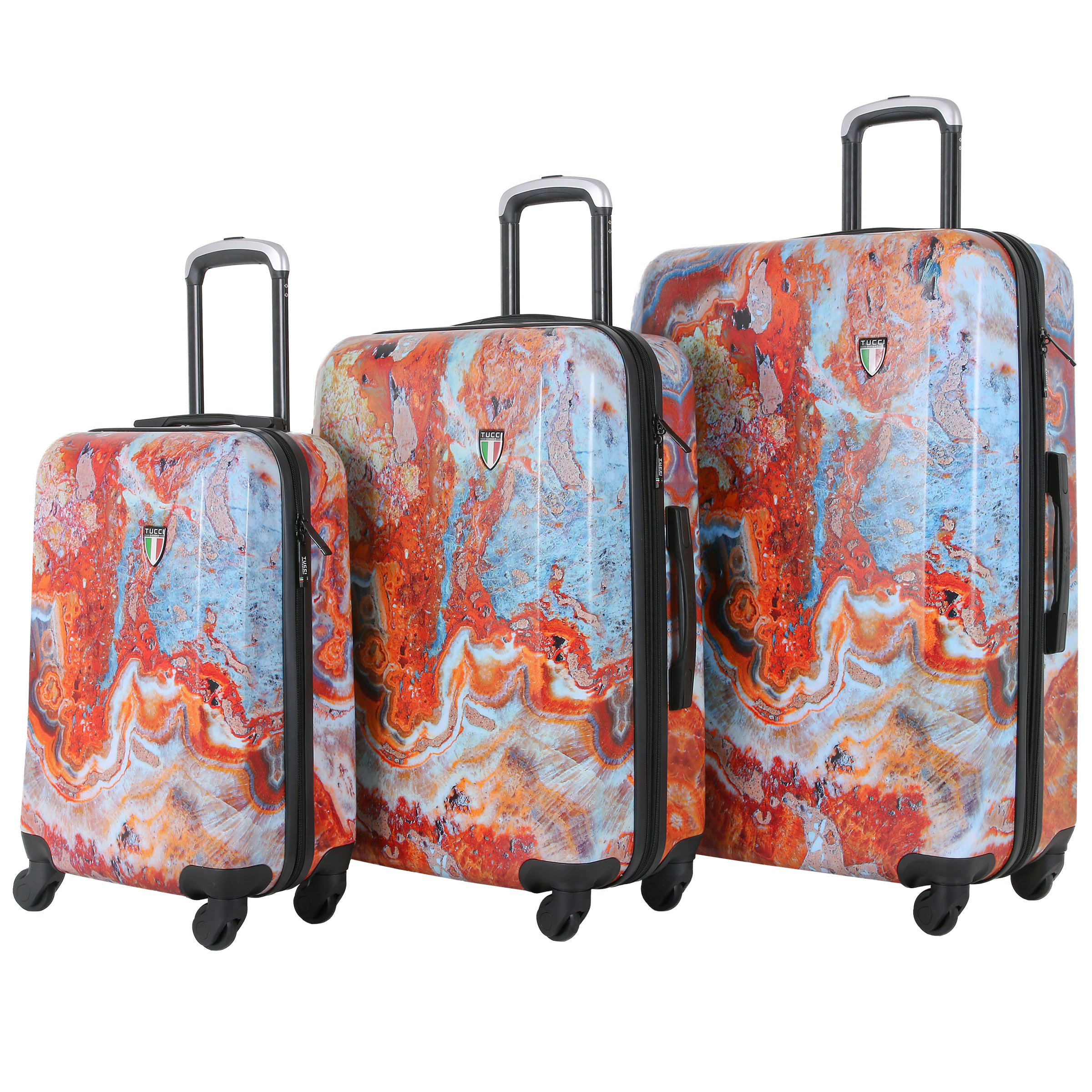 Tucci - Art Print 3-piece Hardside Expandable Spinner Luggage Set