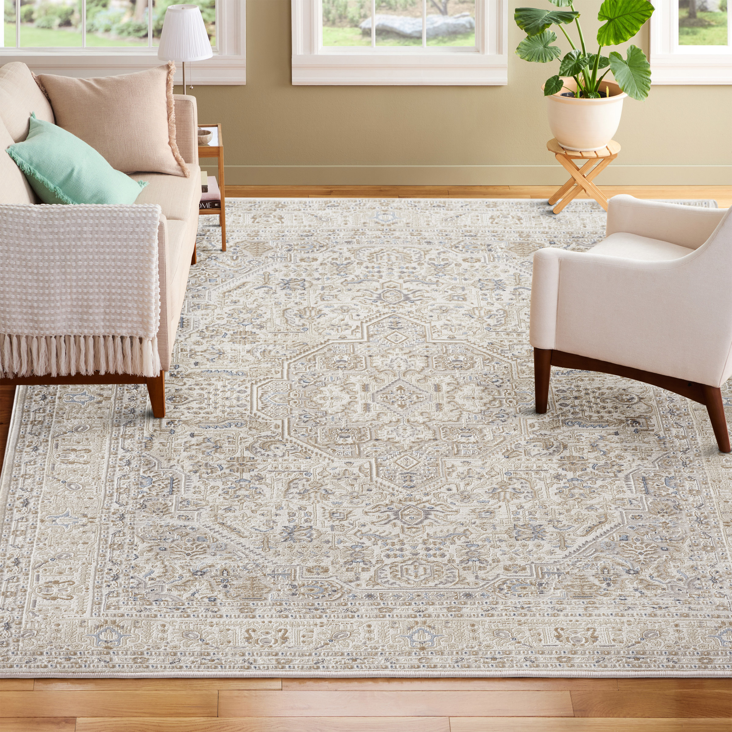 Town & Country Living Anemone Area Rug, Medallion Ivory, 7'10” x