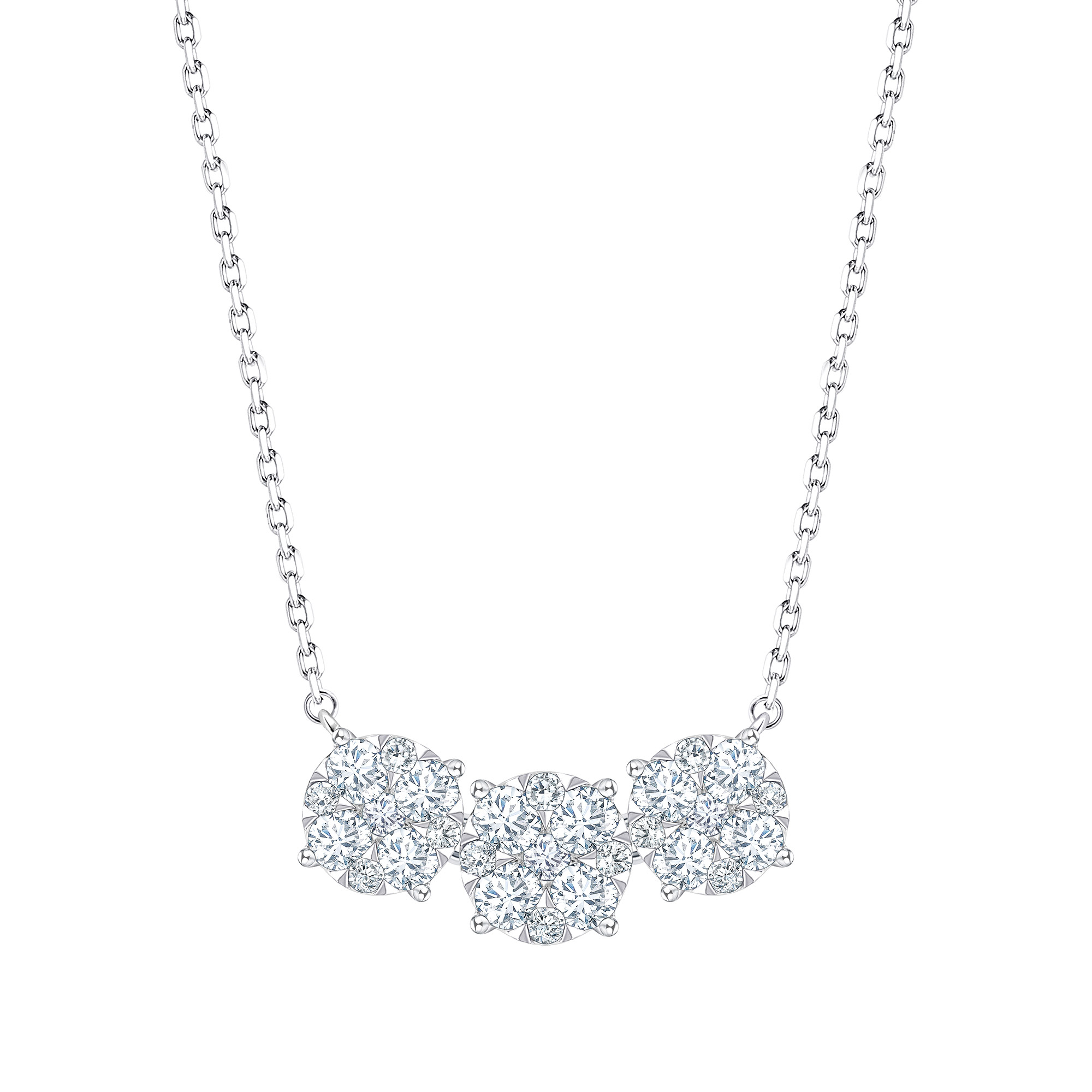 Round Brilliant Diamond Cluster Necklace (1.00 ctw)