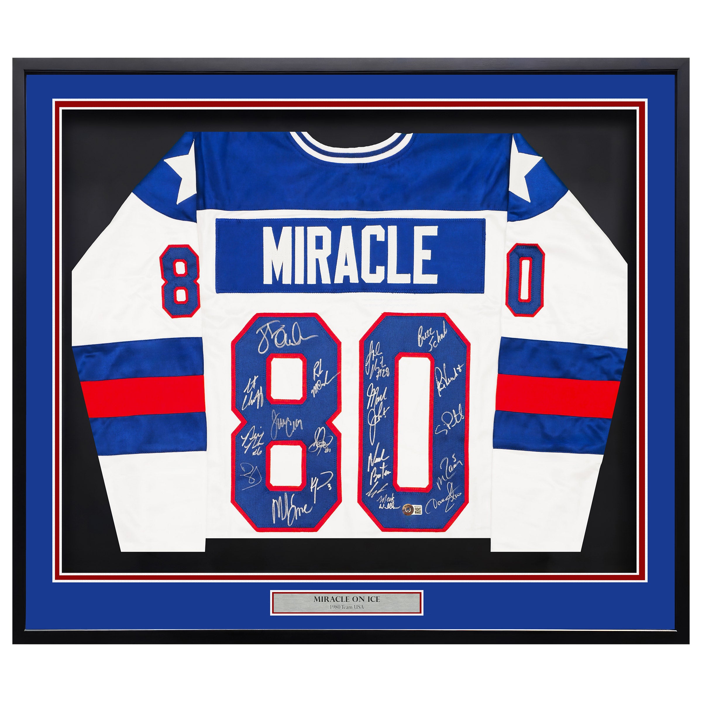 1980 Team USA Miracle on Ice Autographed Framed Red, White, & Blue