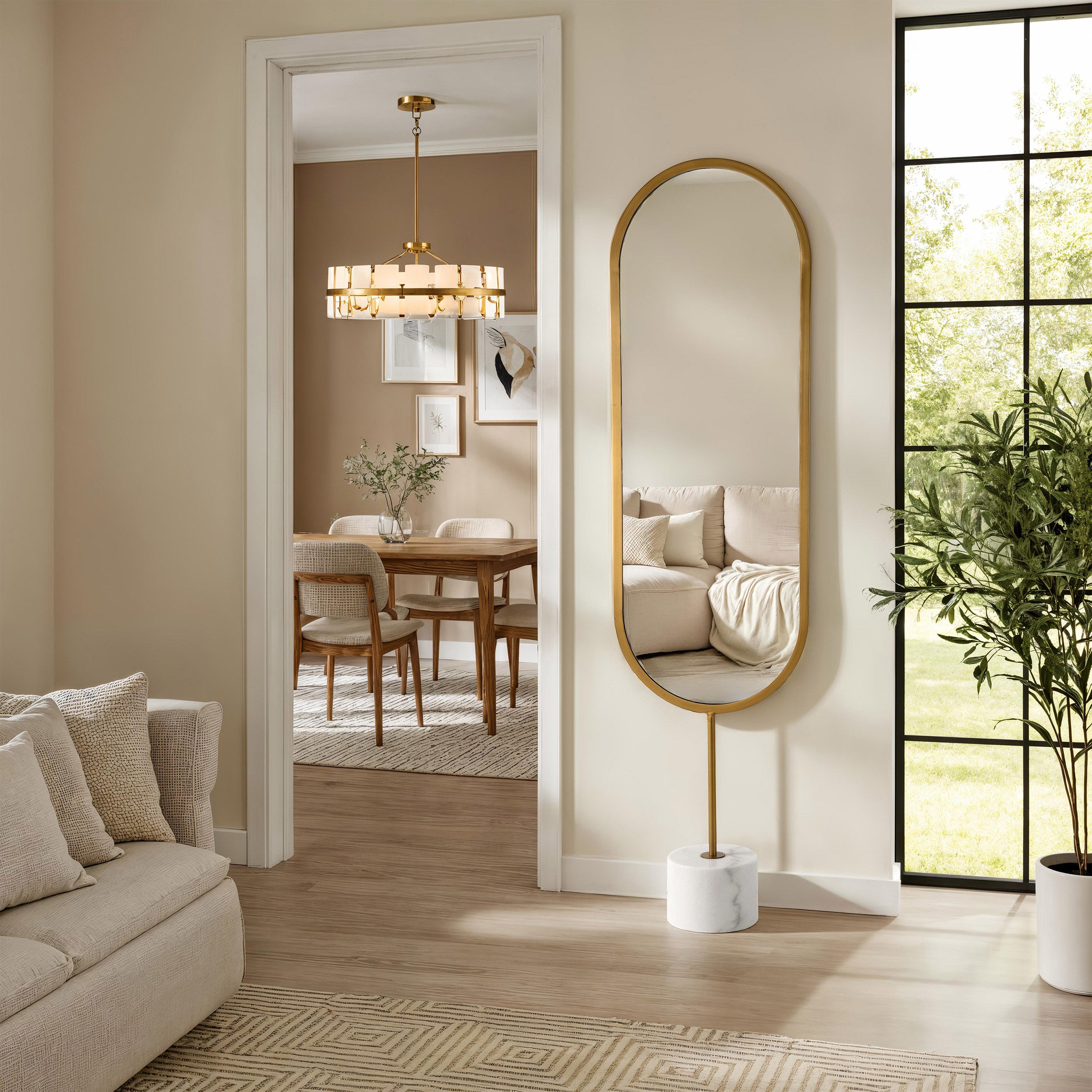 Lara Oval Mirror with Antique Brass Frame | Costco