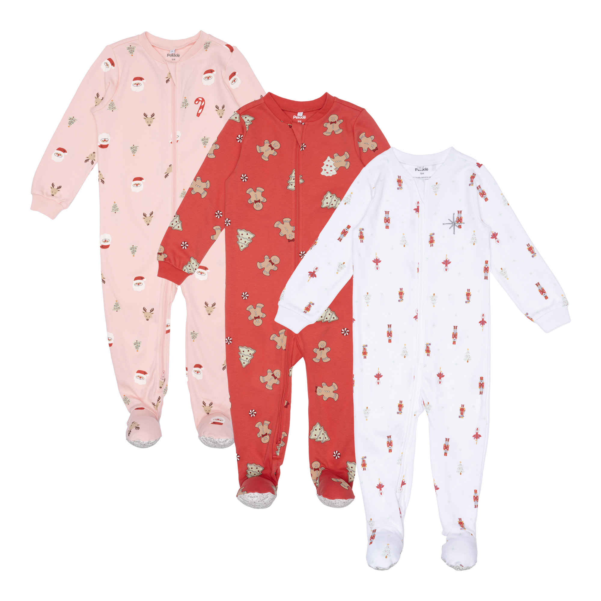 Pekkle Infant Organic Cotton Holiday Sleeper, 3-pack