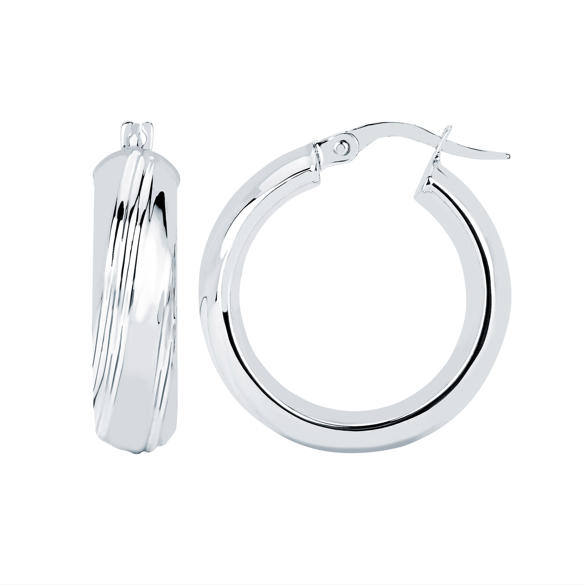 High Polish Hoop Earrings in White Gold