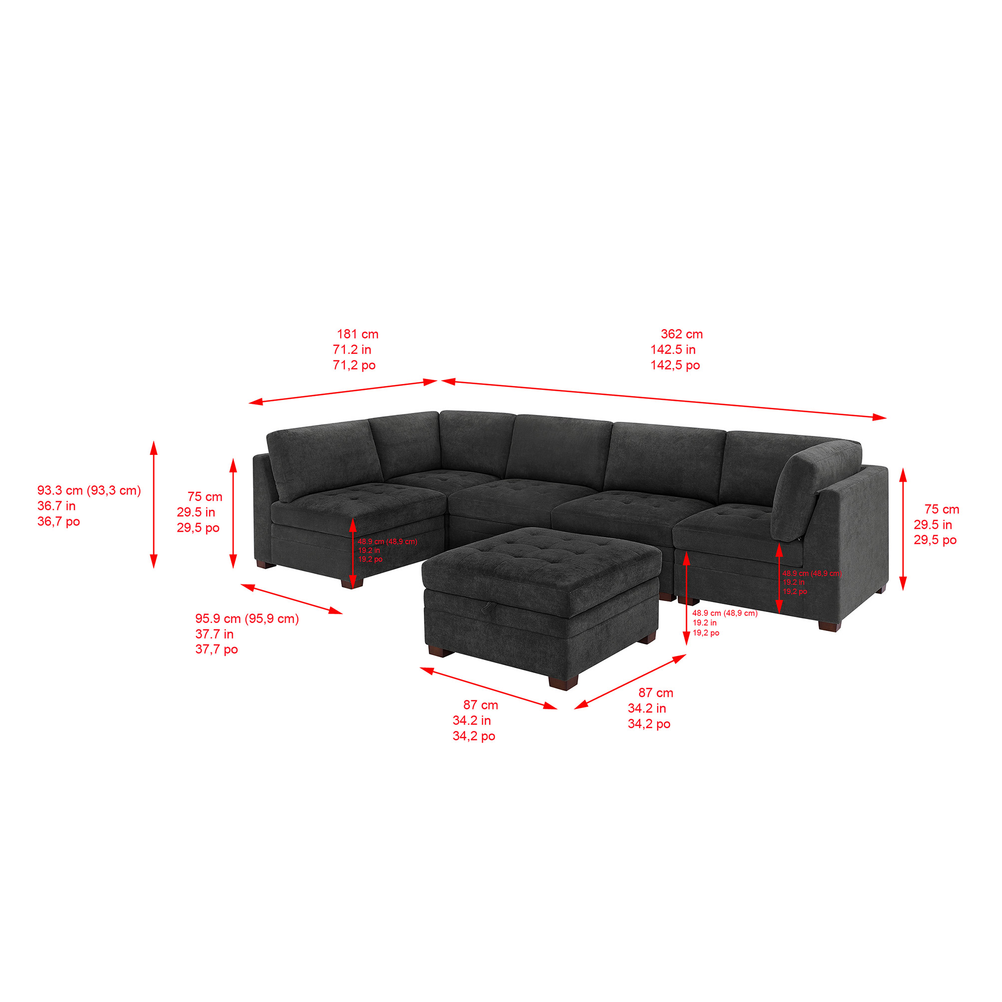 Thomasville Tisdale Tufted 6-piece Fabric Sectional with Storage
