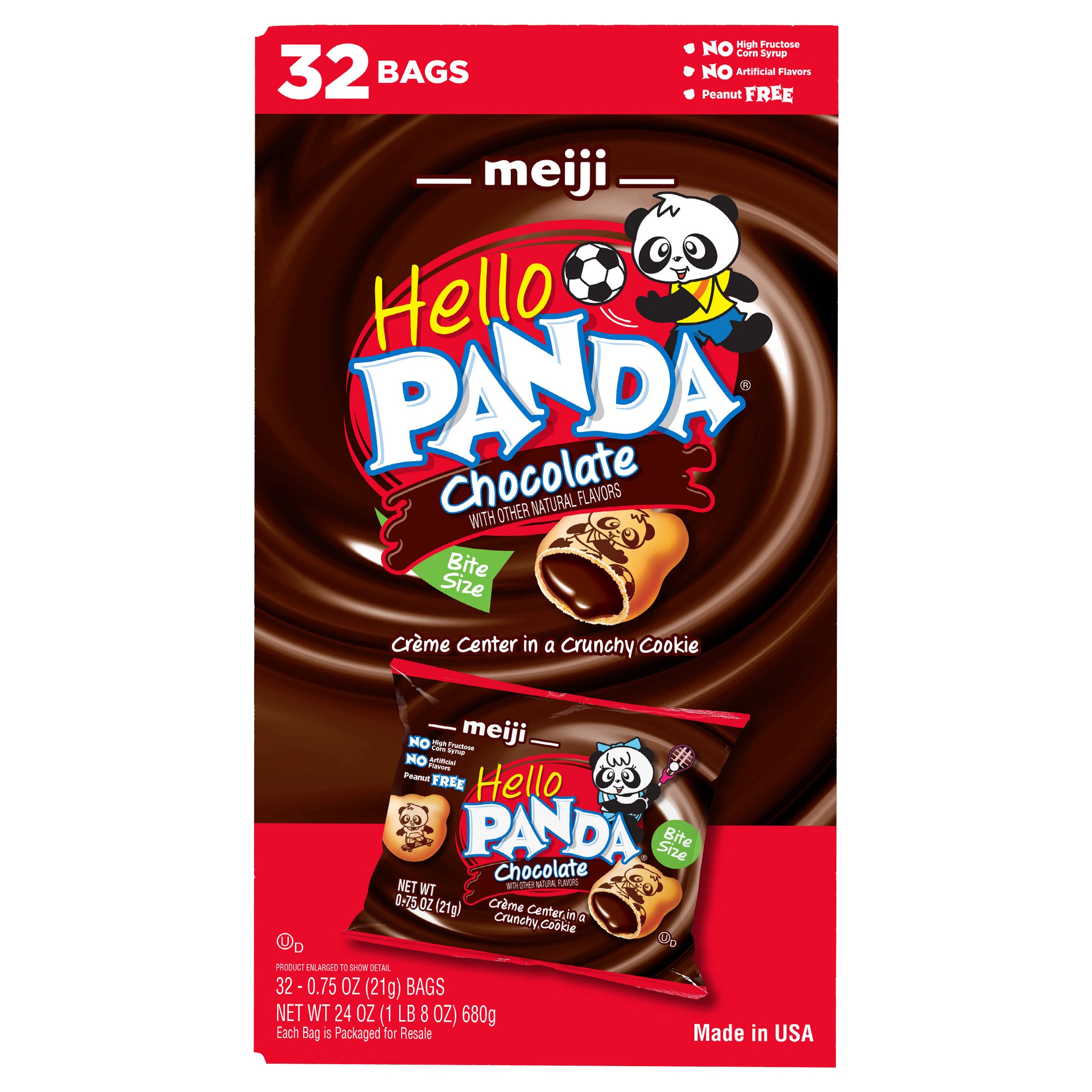 Meiji Hello Panda Chocolate Creme Filled Cookies, 0.75 oz, 32