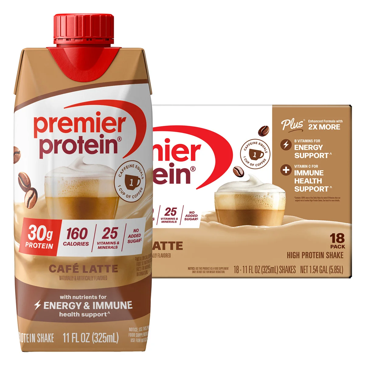Premier 30g Protein PLUS Energy and Immune Support Shakes, Cafe